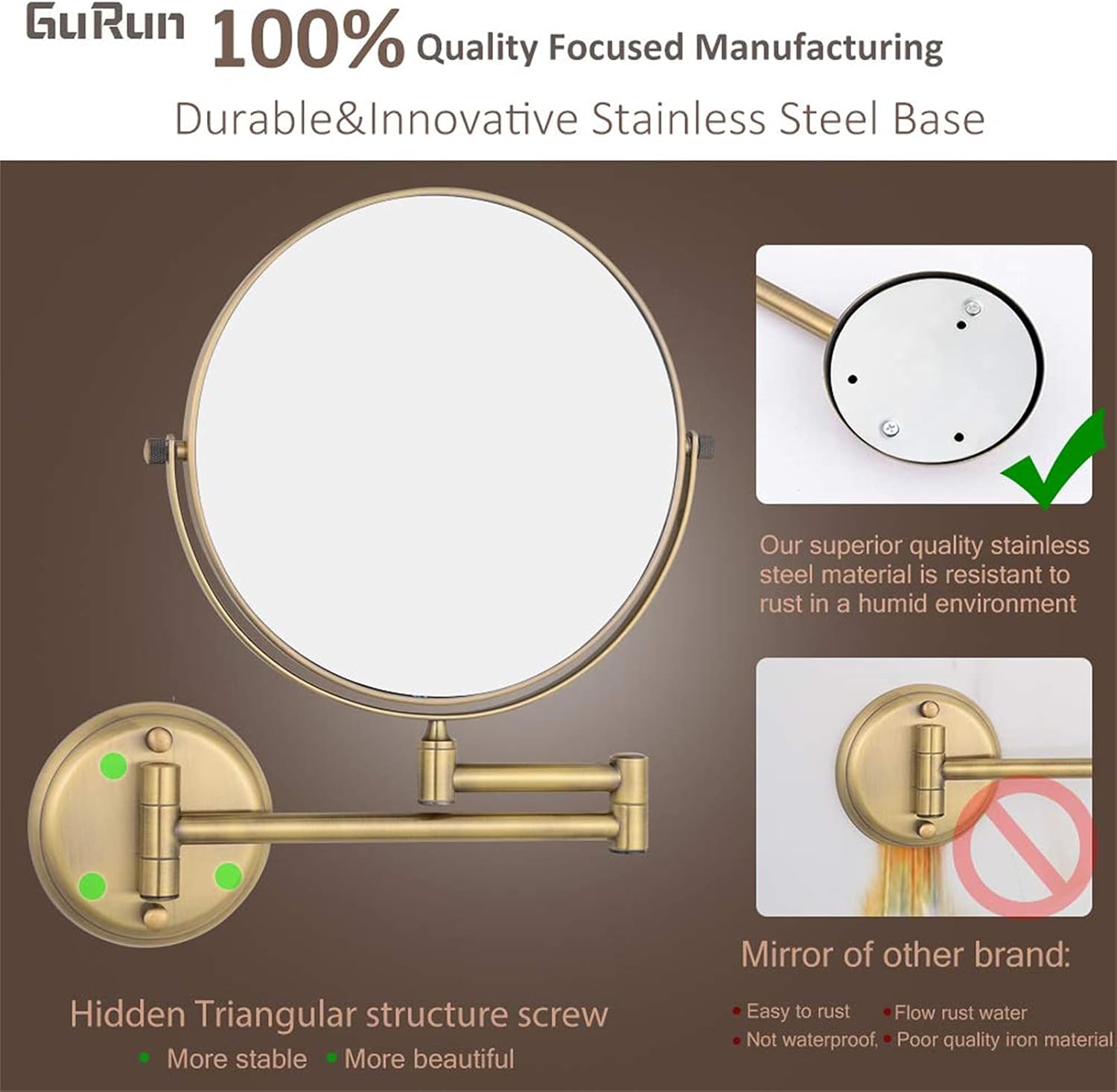 Wall-Mounted Makeup Mirror 5X