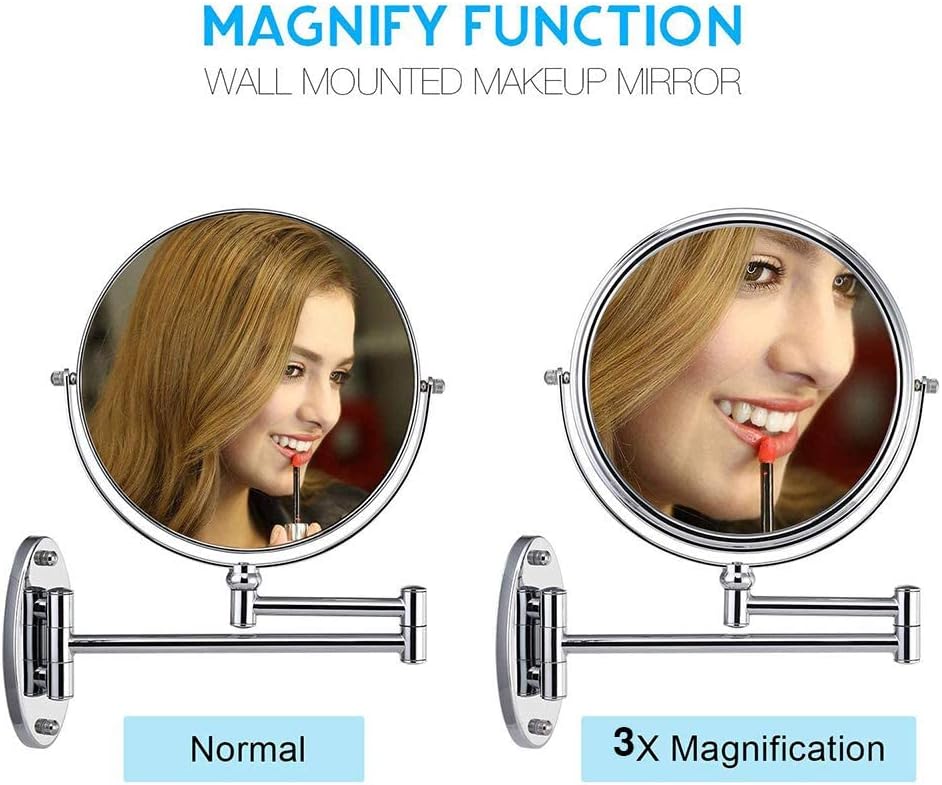 DEIHGE Makeup Mirror 3X Magnification Wall-Mounted Vanity Portable and Stylish