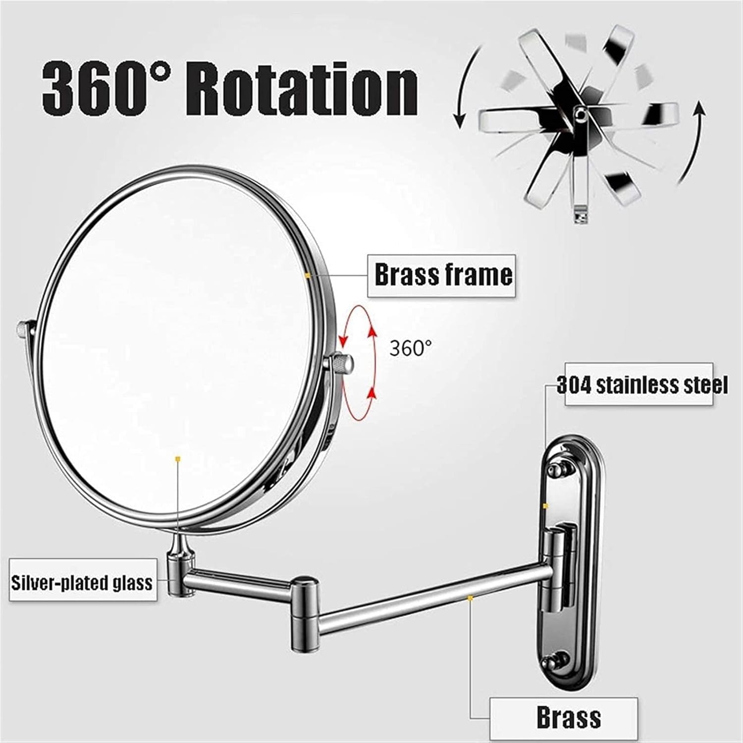 Wall-Mounted 360-Degree Vanity Mirror