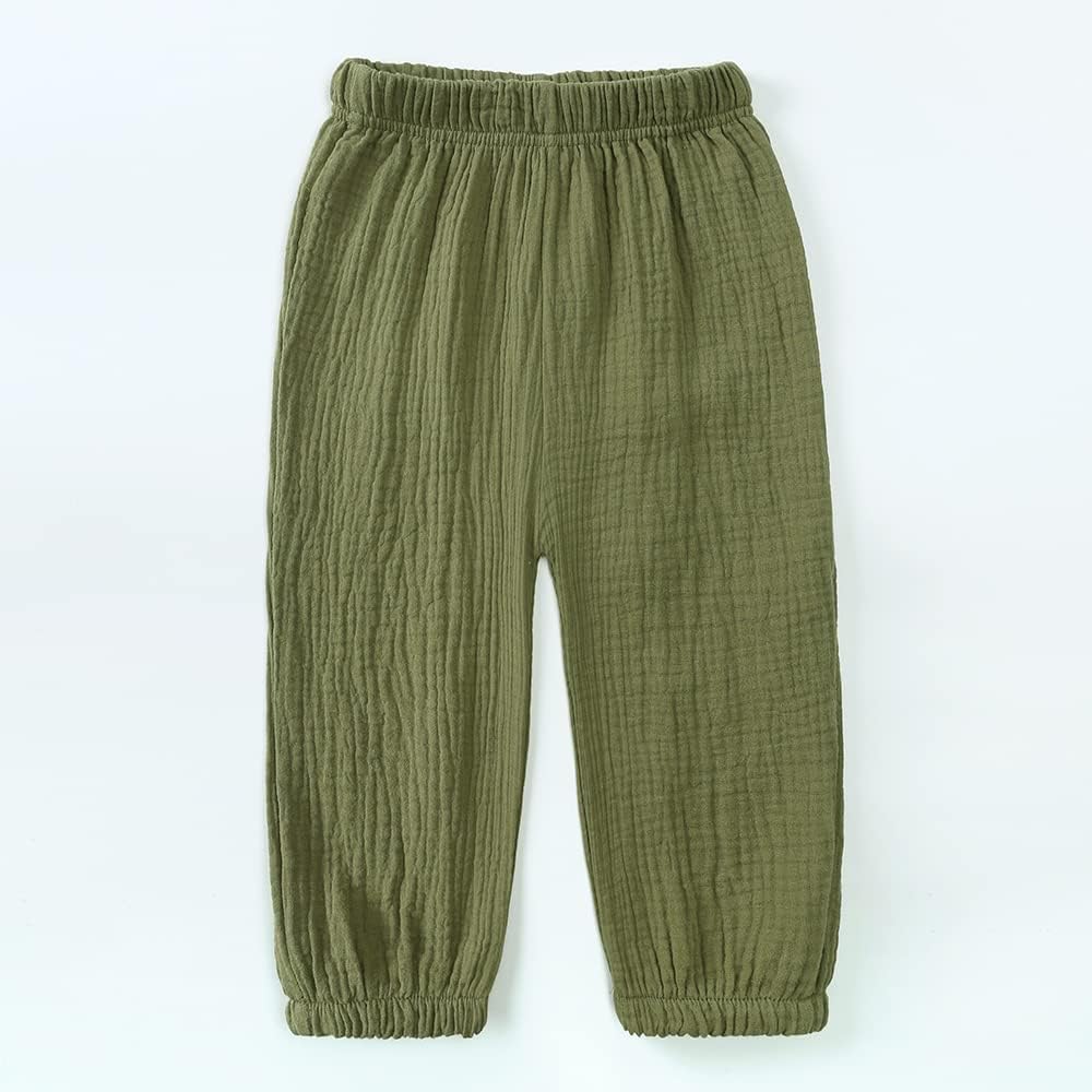 ZFTTZYMX Unisex Kids Cotton Linen Long Pants 3Packs