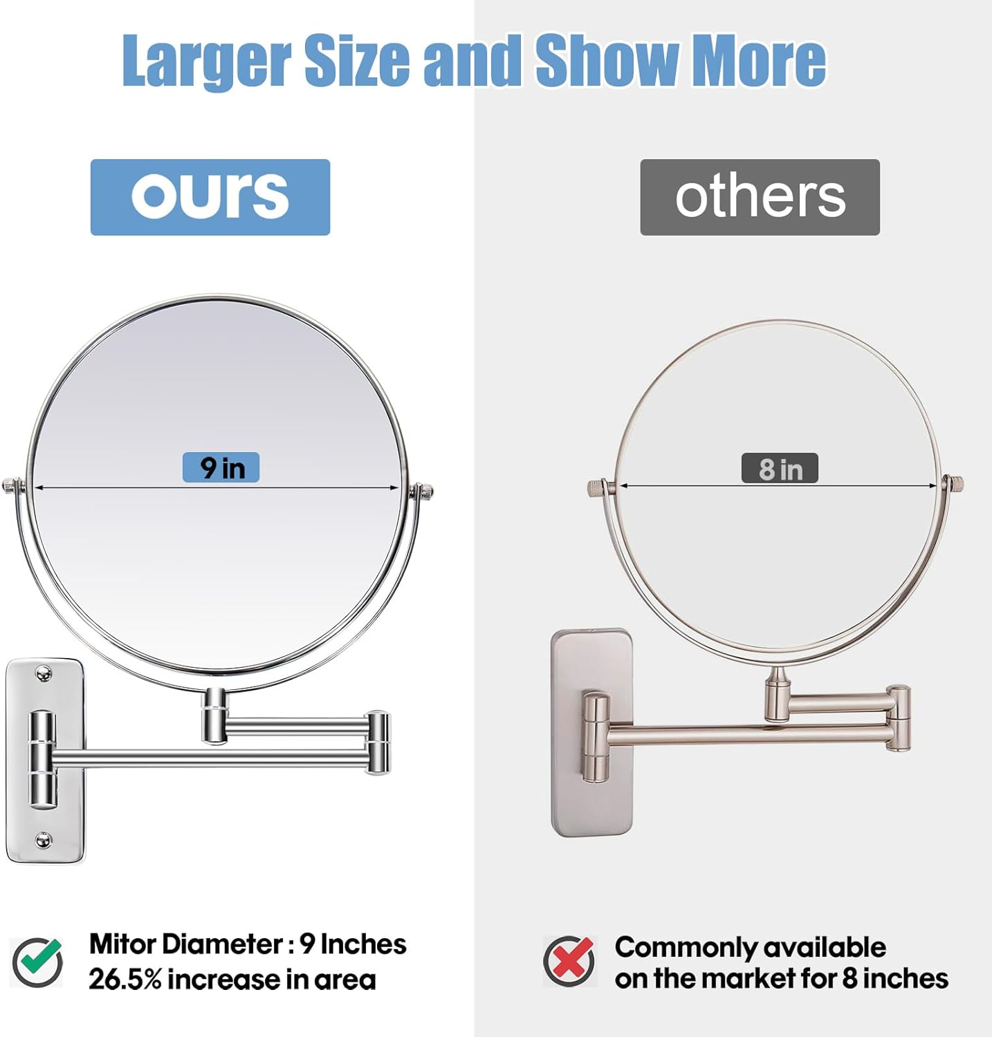 9-inch Wall-Mounted Magnifying Mirror