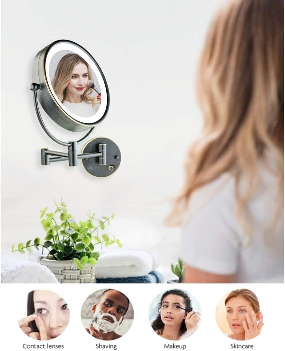 OVENTE 9 Inch Lighted Wall Mount Makeup Mirror