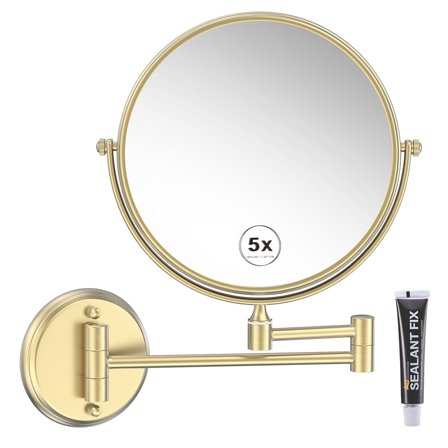 8-Inch Wall-Mounted Makeup Mirror with Gold Finish