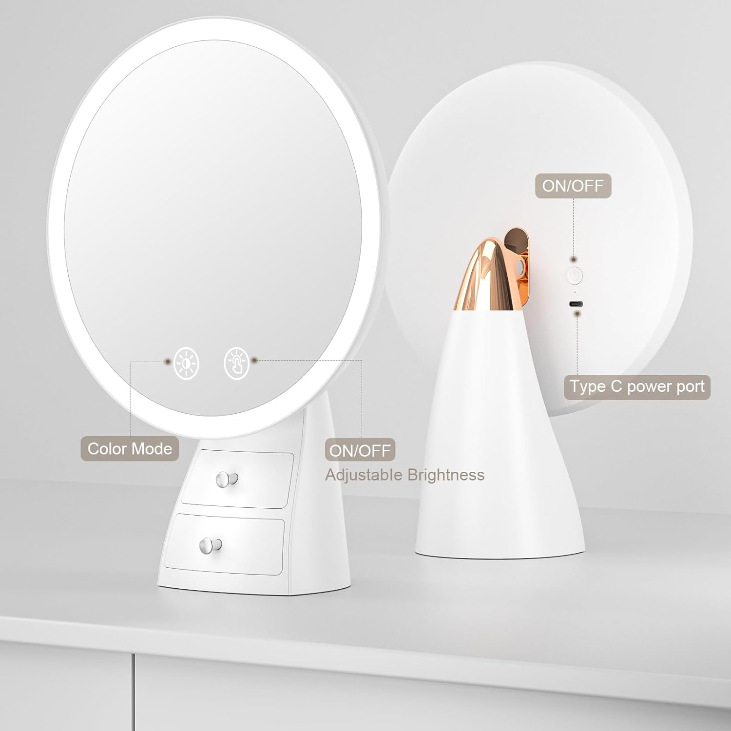 Lighted Makeup Mirror with Organizer