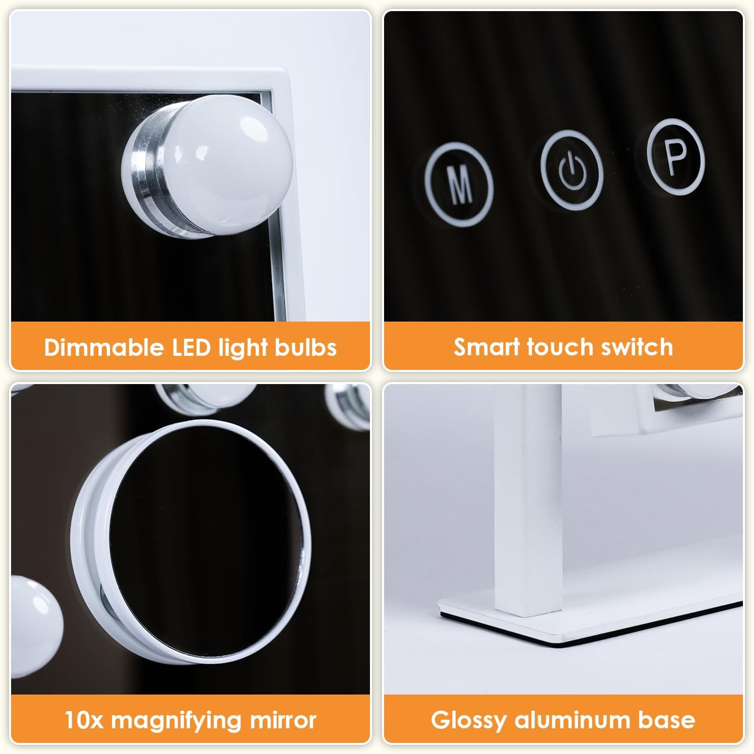 9-Bulb Makeup Mirror with Touch Control