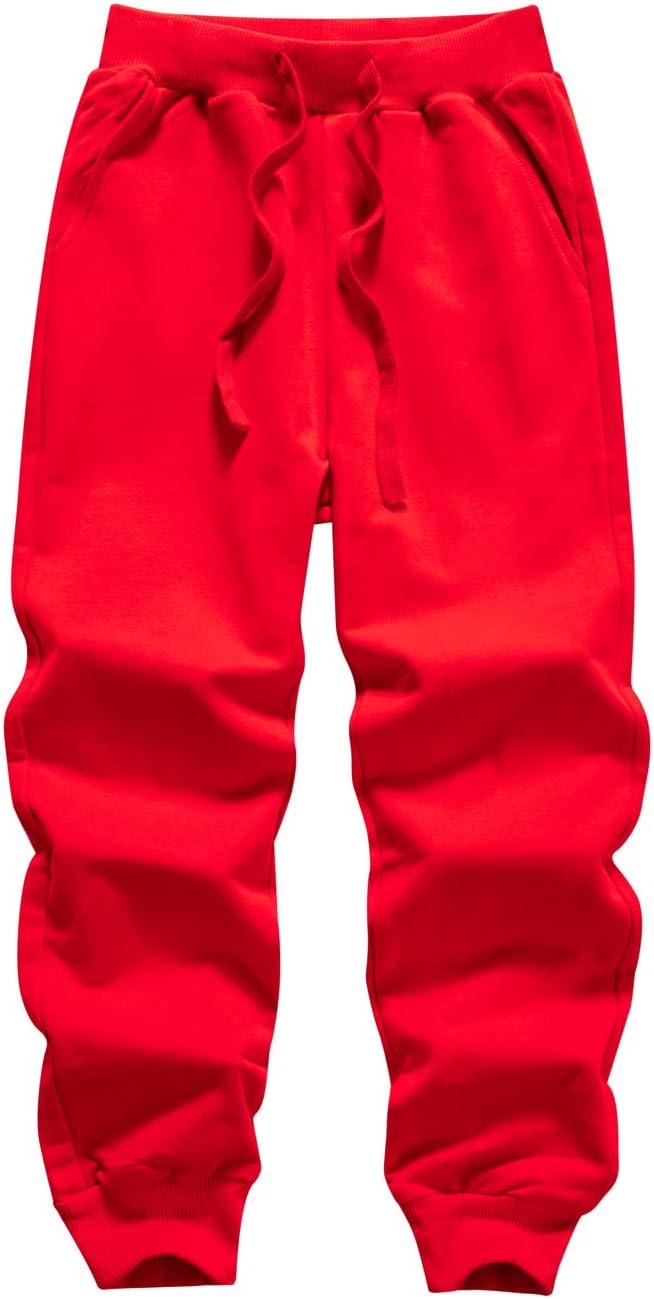Boys Solid Color Drawstring Cotton Sweatpants Jogger Pants