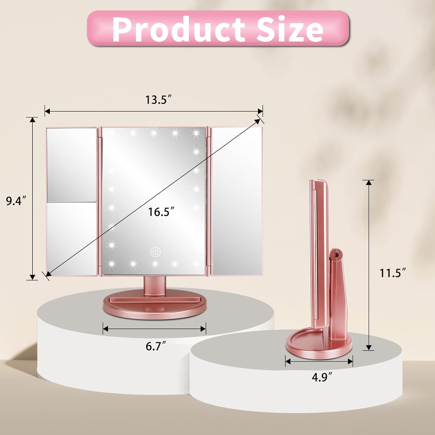 JAMIEWIN 3-in-1 Lighted Makeup Mirror
