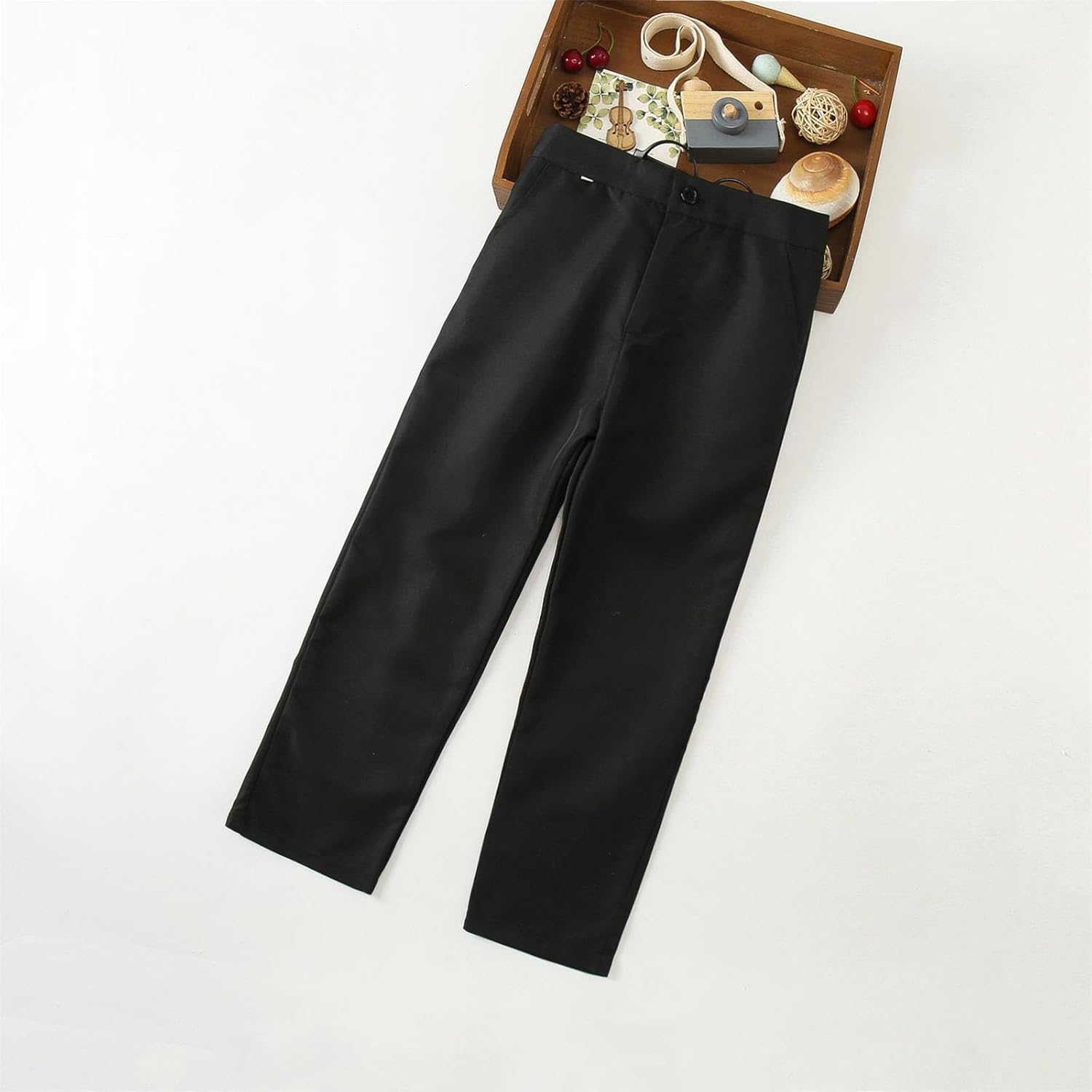Kids Boys Black Spring Trousers Loose Fit Casual Pants