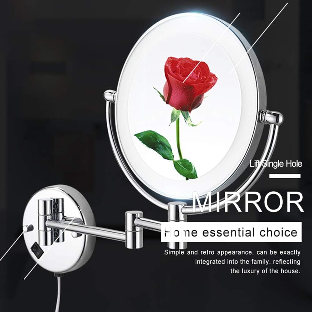 LCARY 9-Inch Wall-Mounted Makeup Mirror with LED Light 3X Magnification