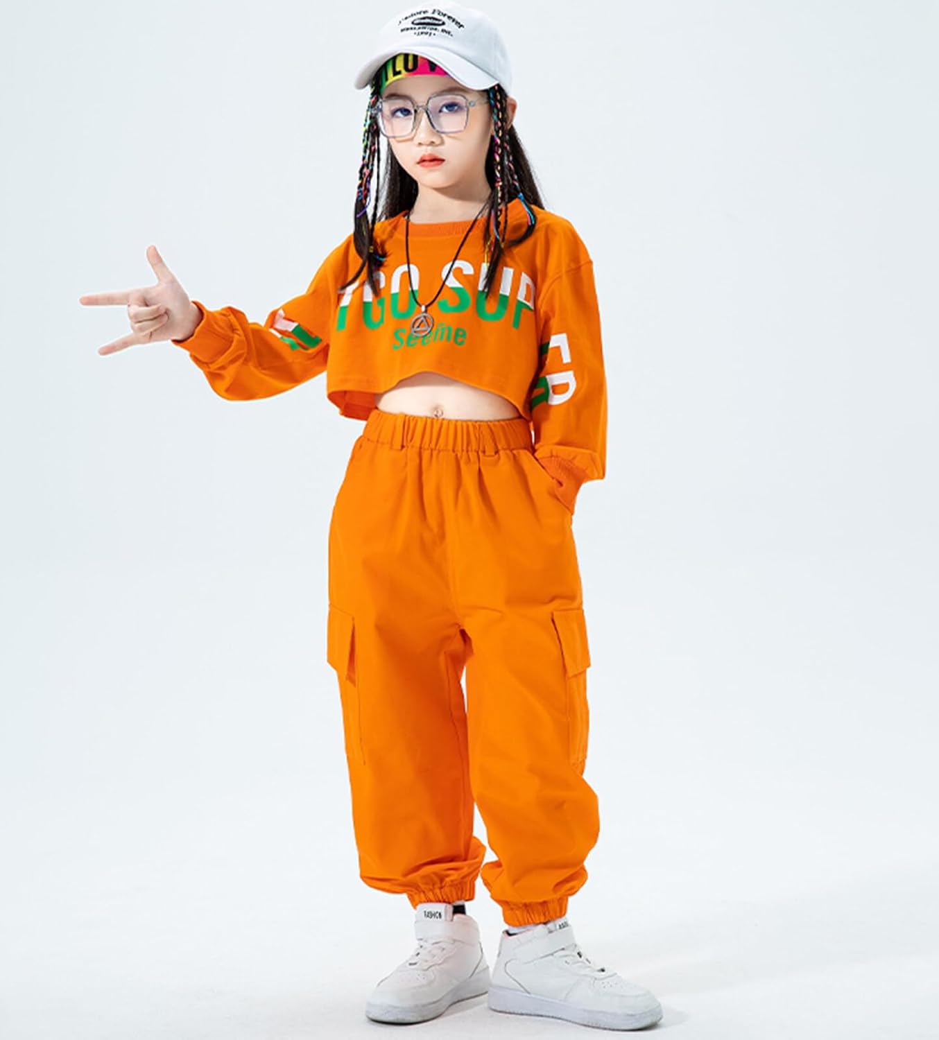 Happy Cherry Kids Girl Hip Hop Outfits Loose Dance Joggers 2023