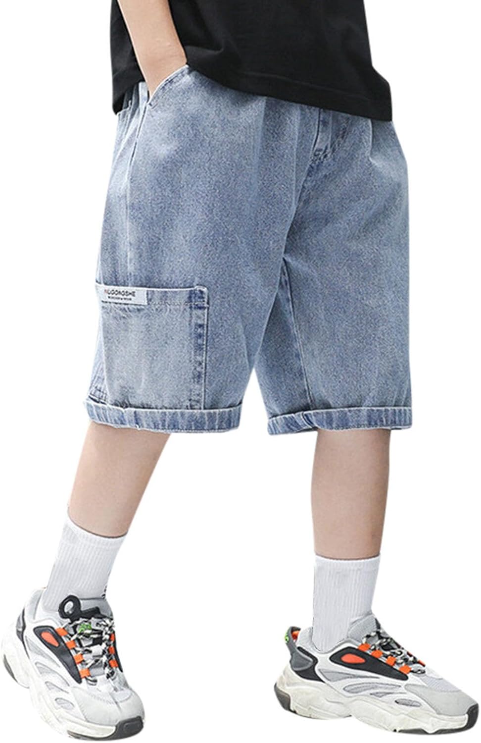 Hfolob Boys Denim Shorts Straight Fit with Pockets