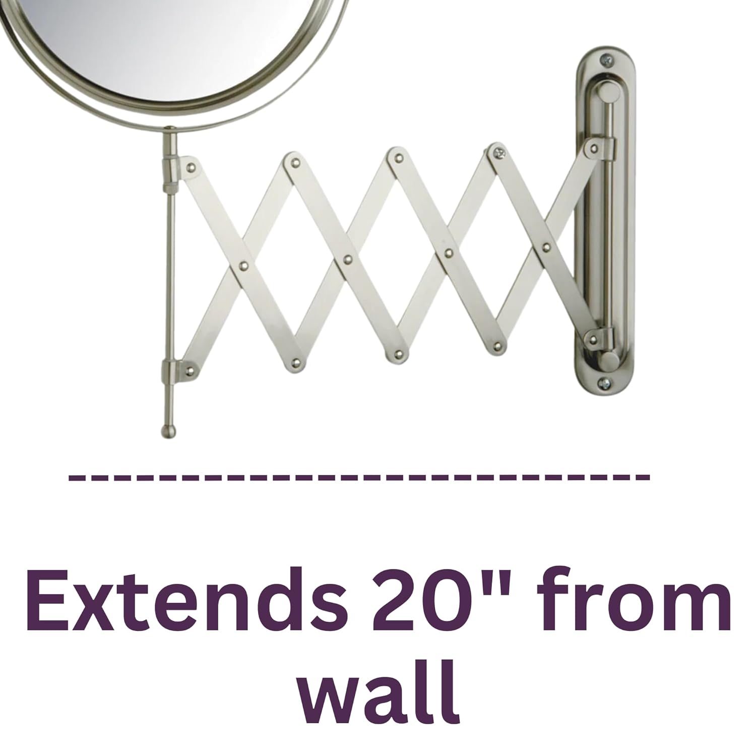 JERDON Two-Sided Wall-Mounted Makeup Mirror with 7X Magnification