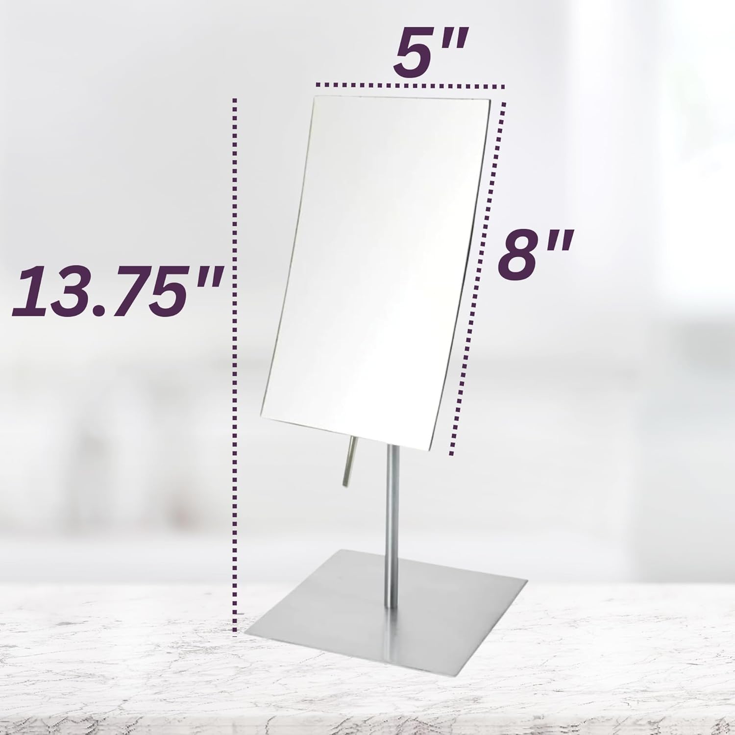 JERDON Rectangular Makeup Mirror with 3X Magnification and Nickel Finish
