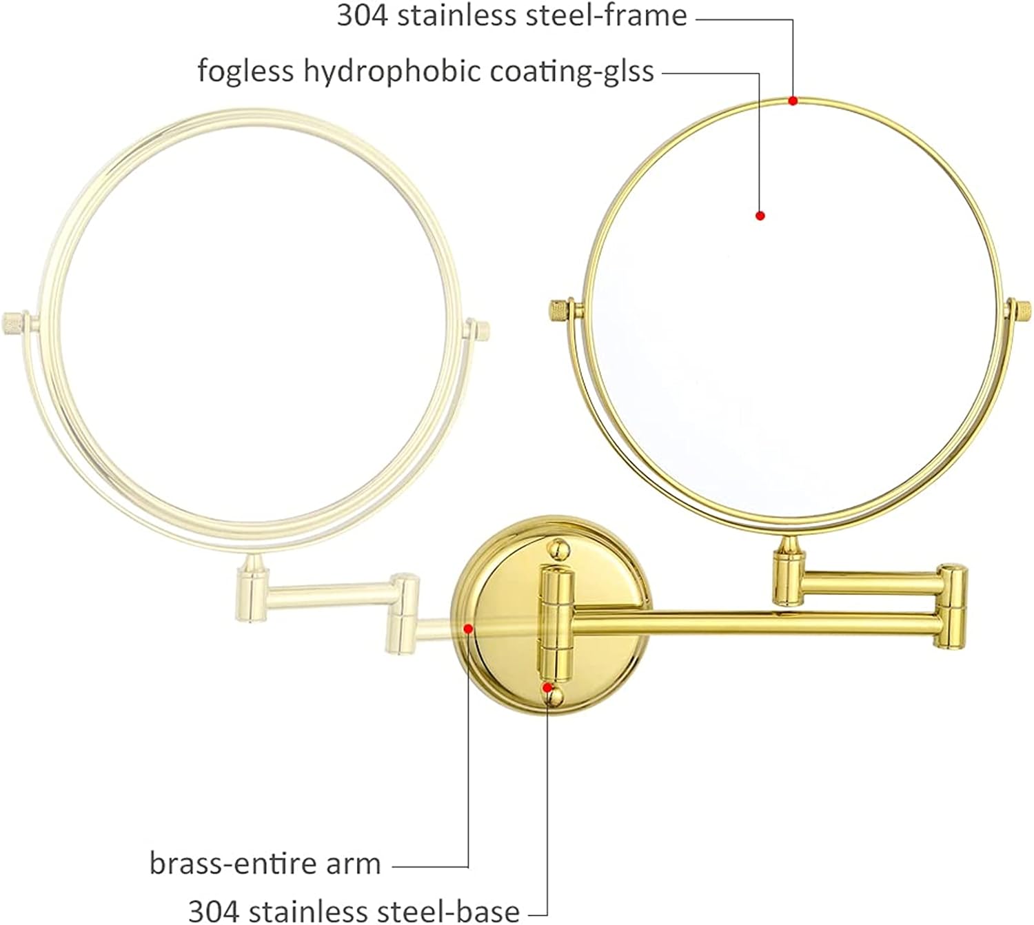 Wall Mounted Makeup Mirror with 3X Magnification