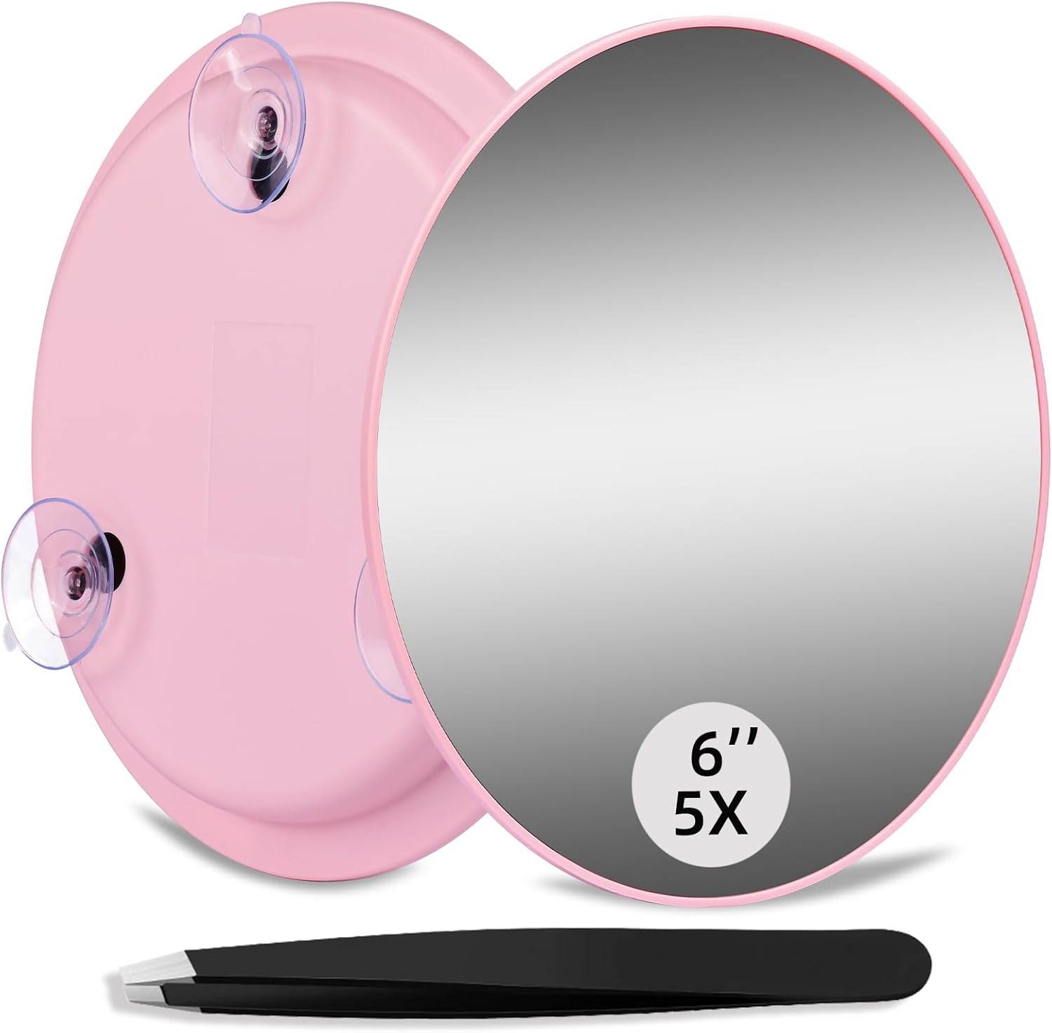 5X Makeup Magnifying Mirror 6inch Compact Travel Mirror with Suction Cups