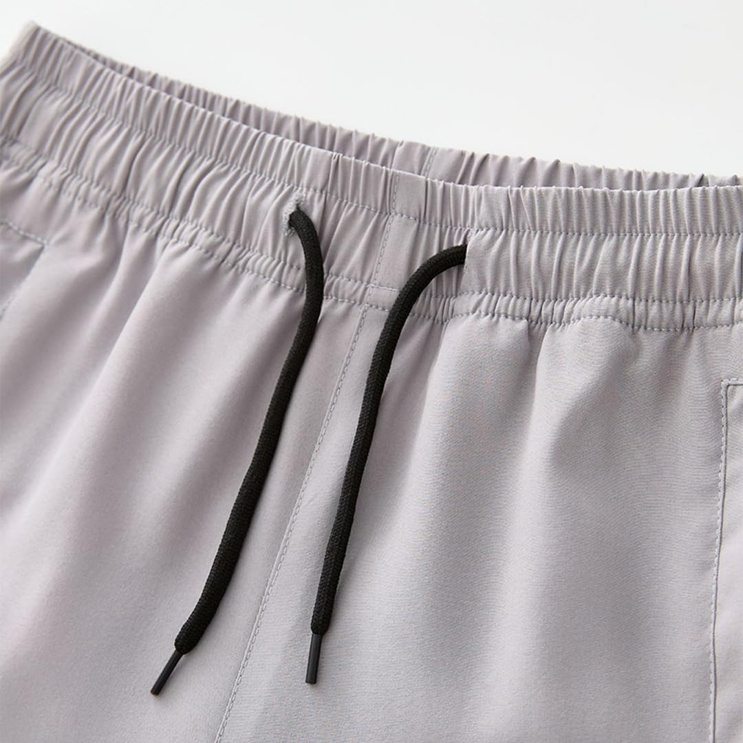 boys quick-dry athletic shorts set with zipper pockets and ajustable waistband