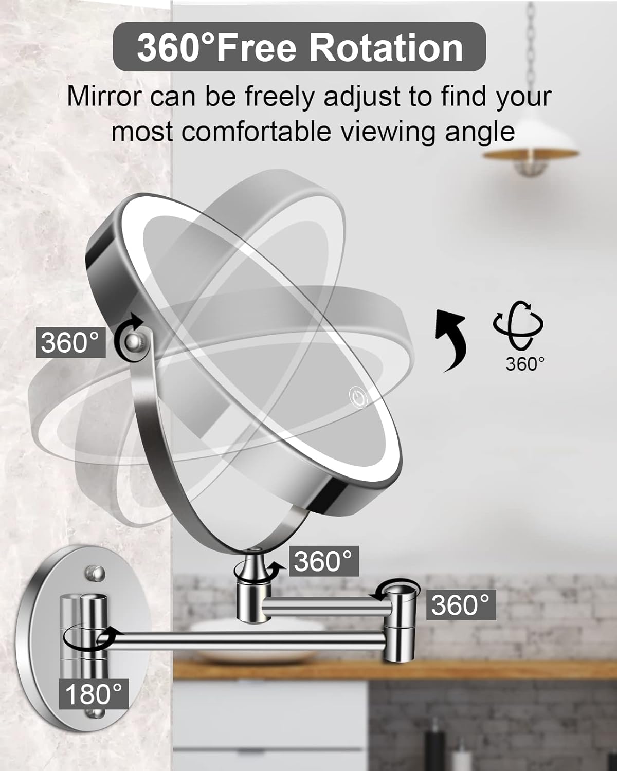 Elegant 8 Double-Sided Rechargeable Makeup Mirror