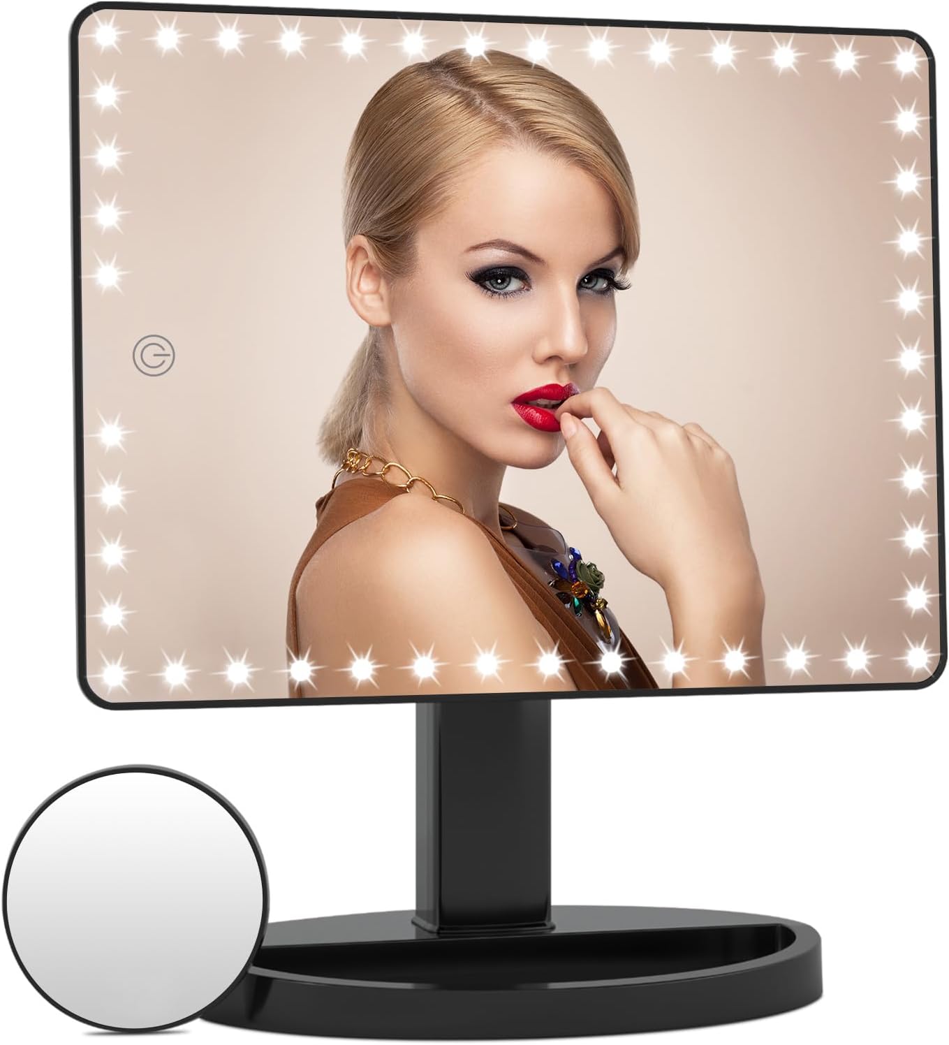 FUNTOUCH Large Lighted Vanity Makeup Mirror with LED Lights and 10X Magnification