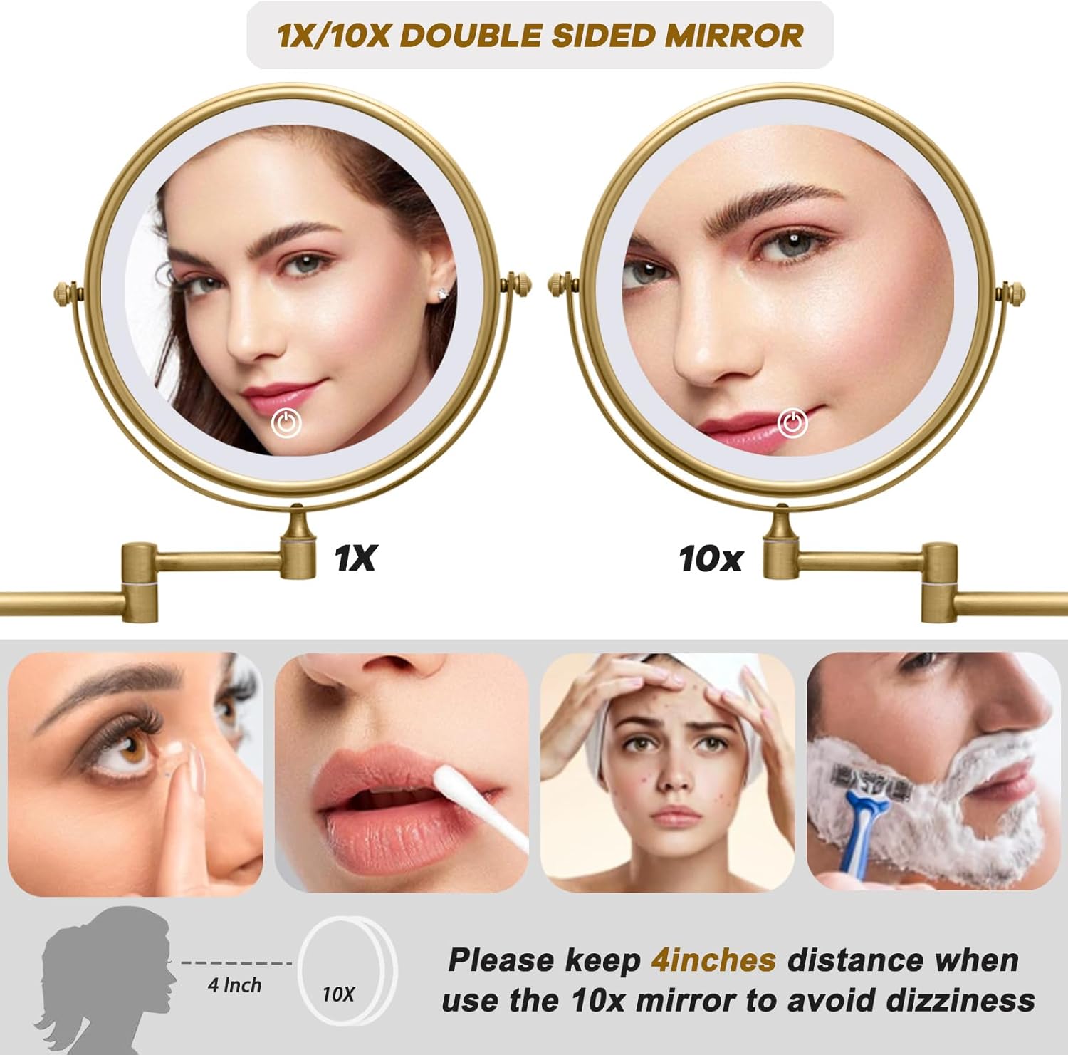 Wall-Mounted Rechargeable Lighted Makeup Mirror