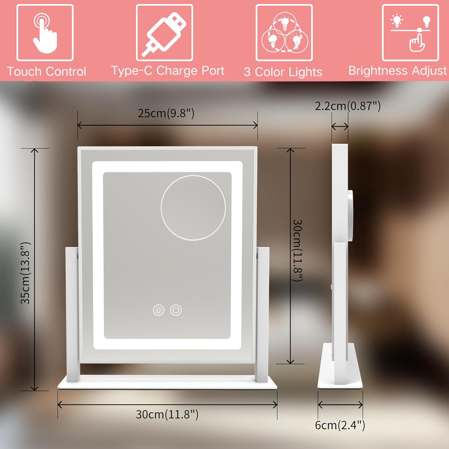 Makeup Mirror with Lights 360 Rotation 5 Magnification Vanity Mirror