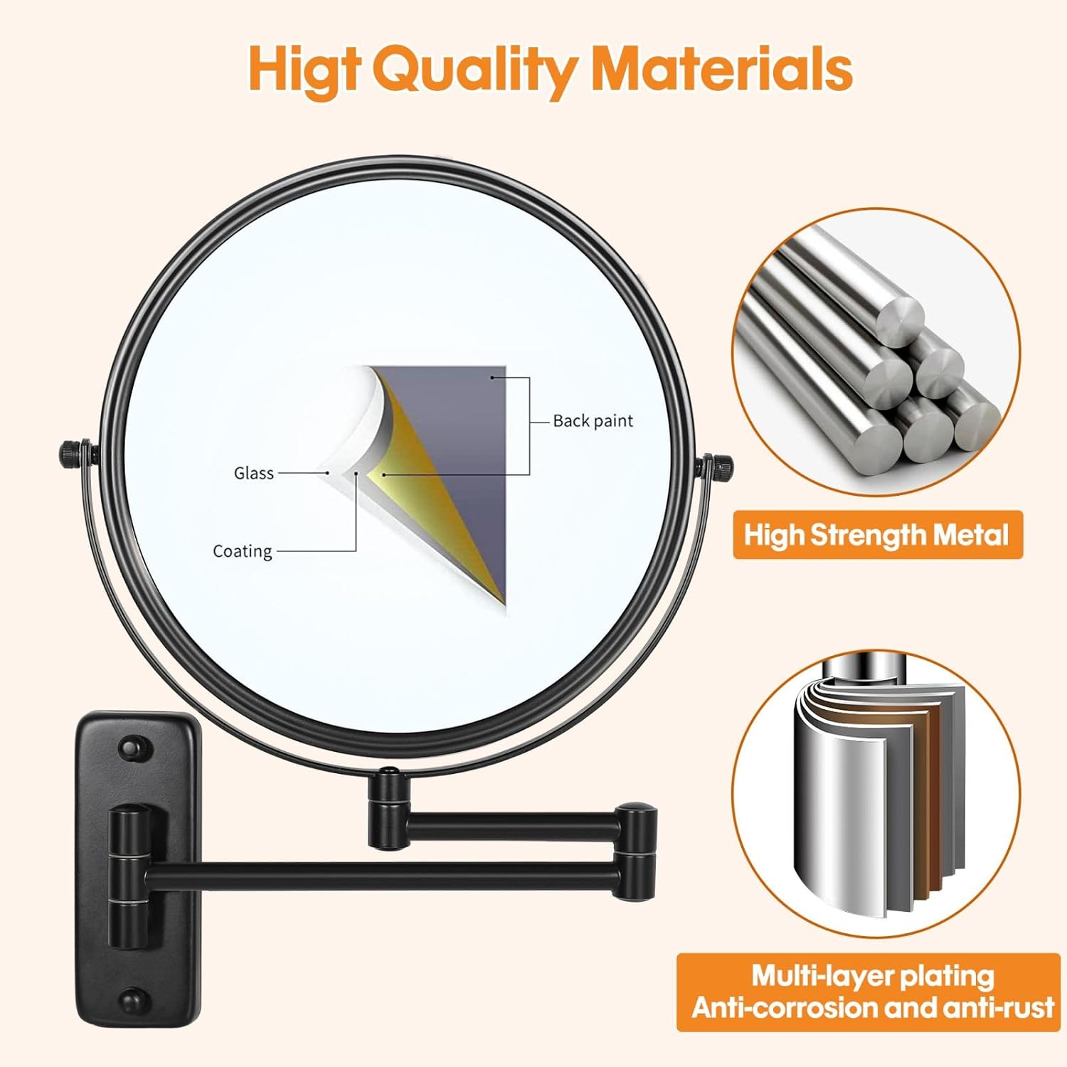 Professional 1X10X Double-Sided Magnifying Mirror for Make-up USPS