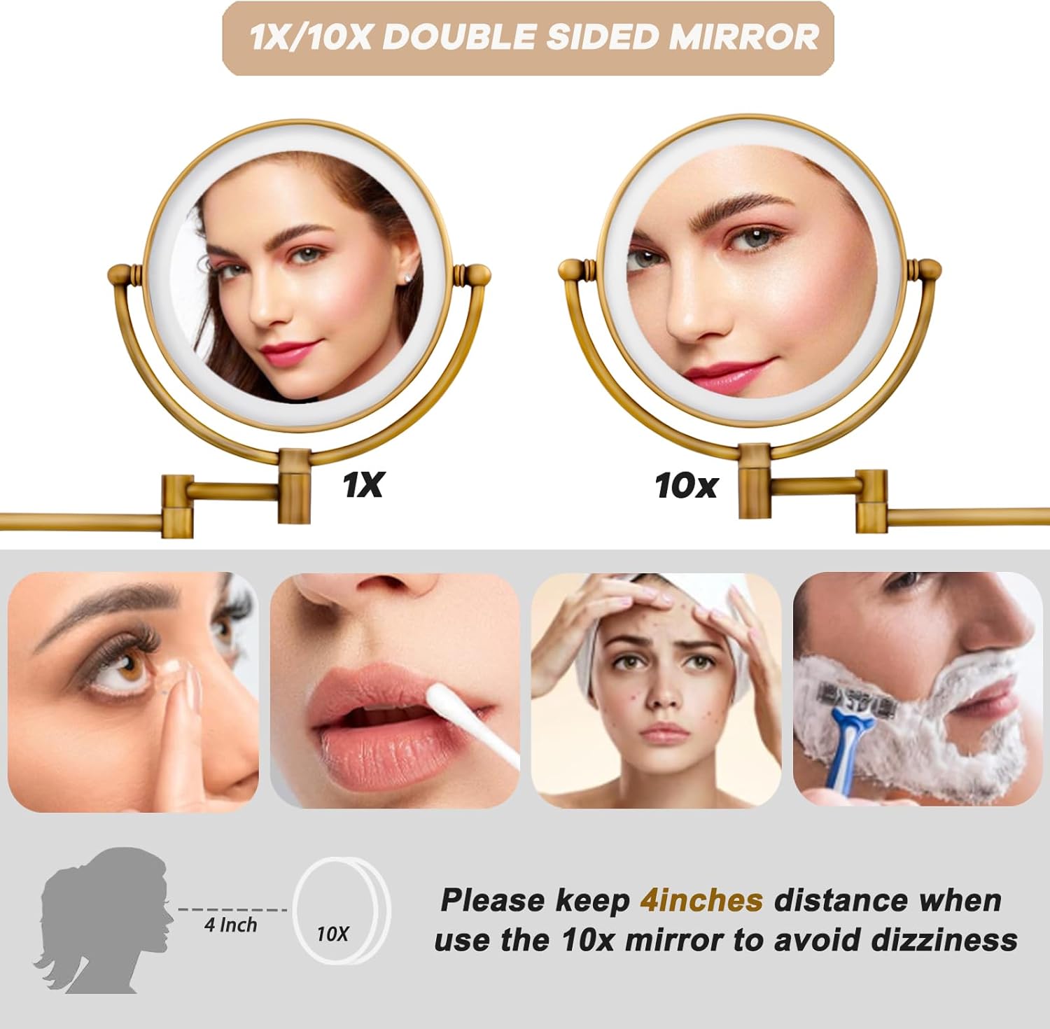 Wall-Mounted Makeup Mirror with 7W Light