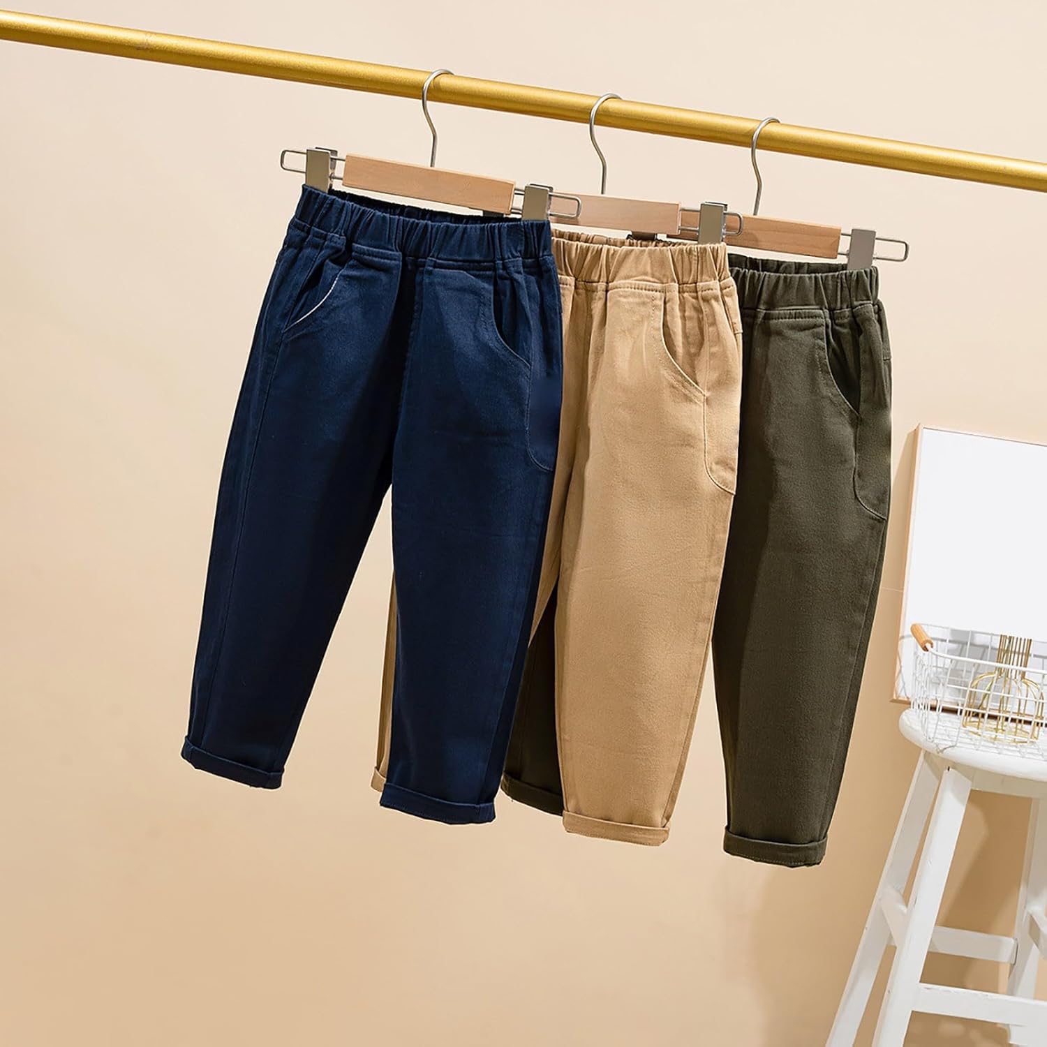 Toddler Boys Khaki Cargo Pants for School and Hiking