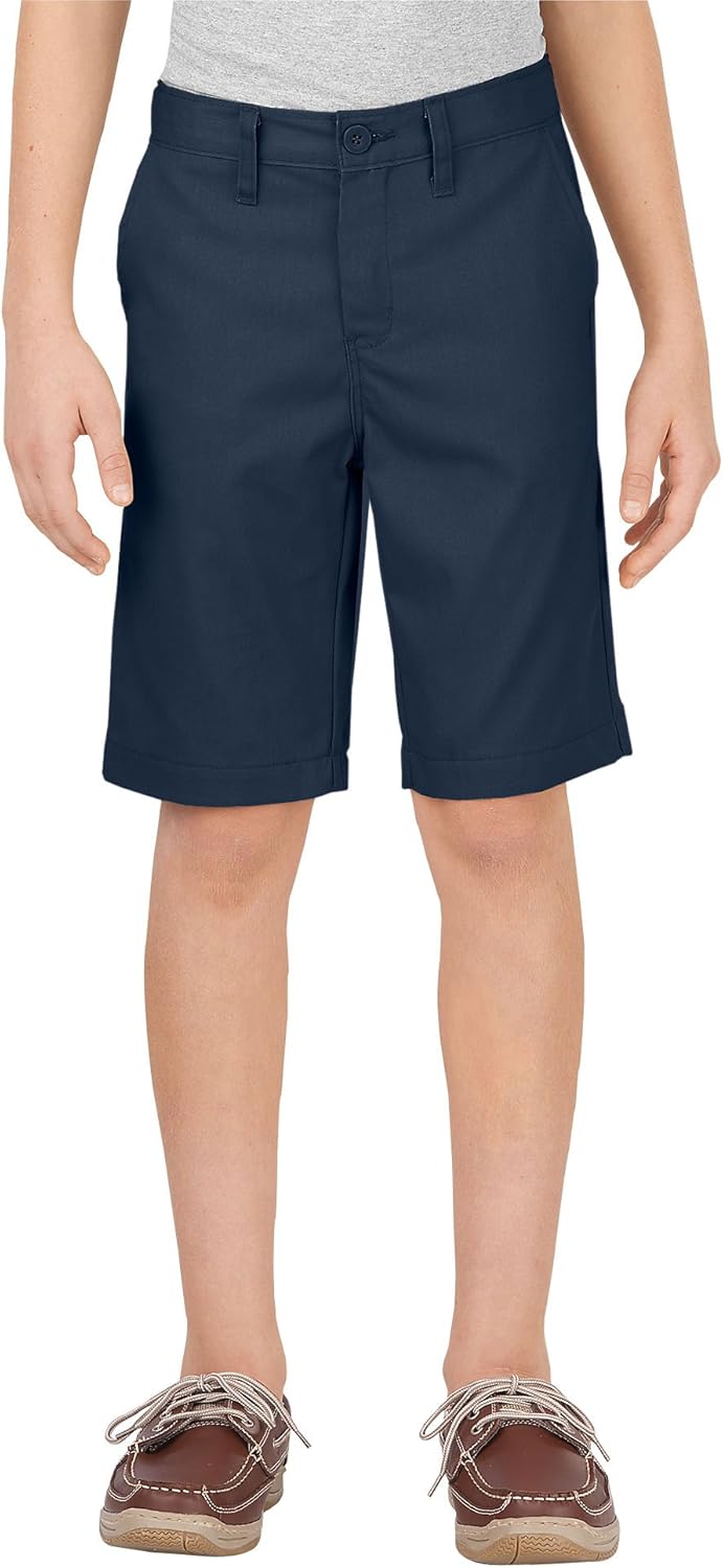 Dickies Khaki Boys Slim Fit Stretch Flat Front abd abs short