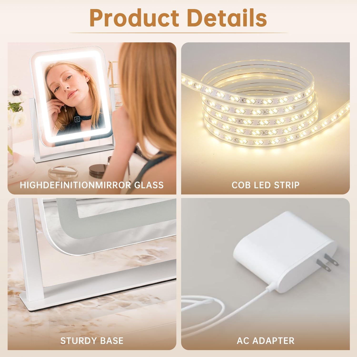 15x126 Inch Vanity Mirror with LED Light and Touch Control