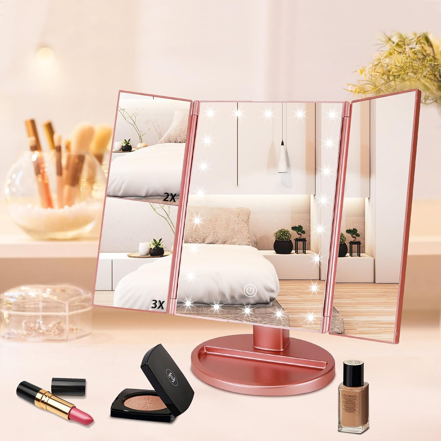 JAMIEWIN 3-in-1 Lighted Makeup Mirror
