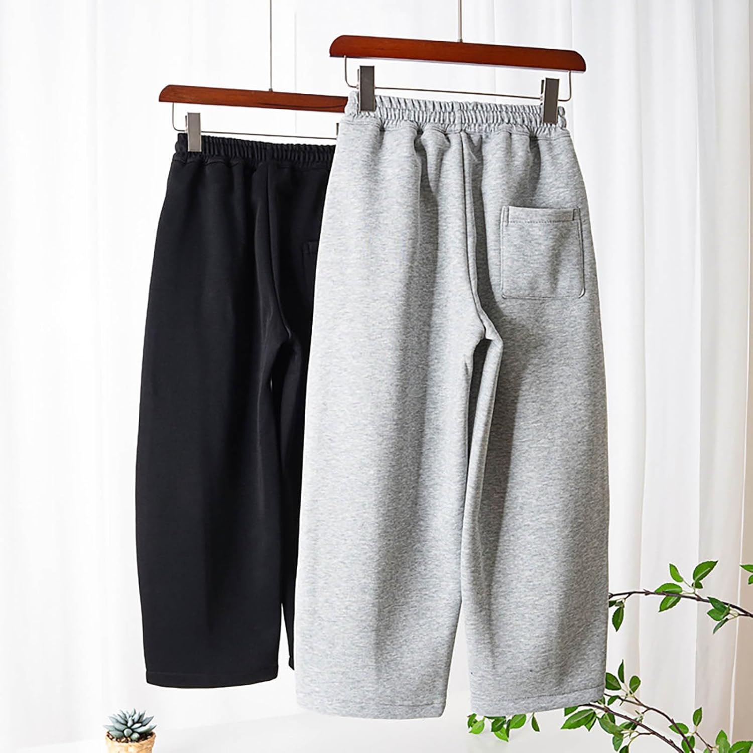 boys high-elastic open bottom fleece-lined collapse-panted sweatpants with Pockets