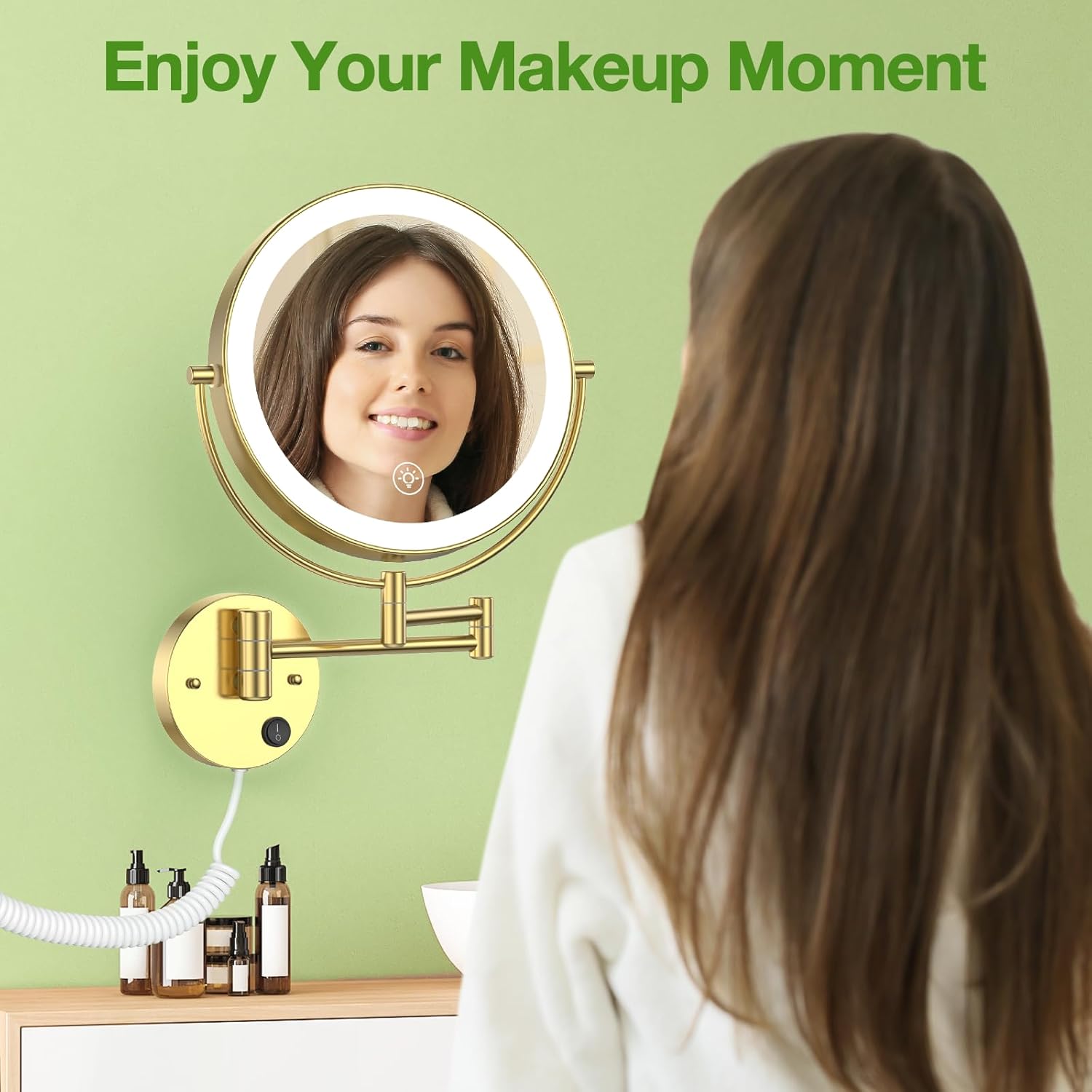 Anfauny 9 Double Sided Lighted Makeup Mirror 10X Magnification Easy to Use