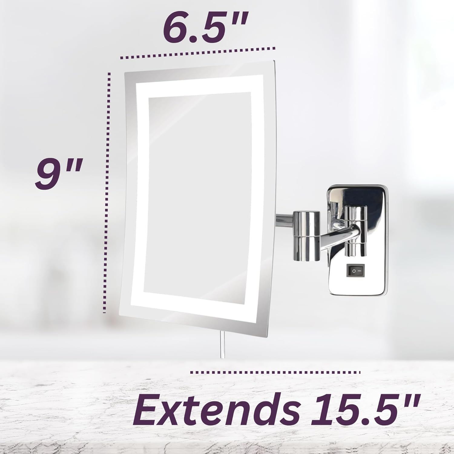 5X Magnifying Wall-Mounted LED Makeup Mirror Chrome