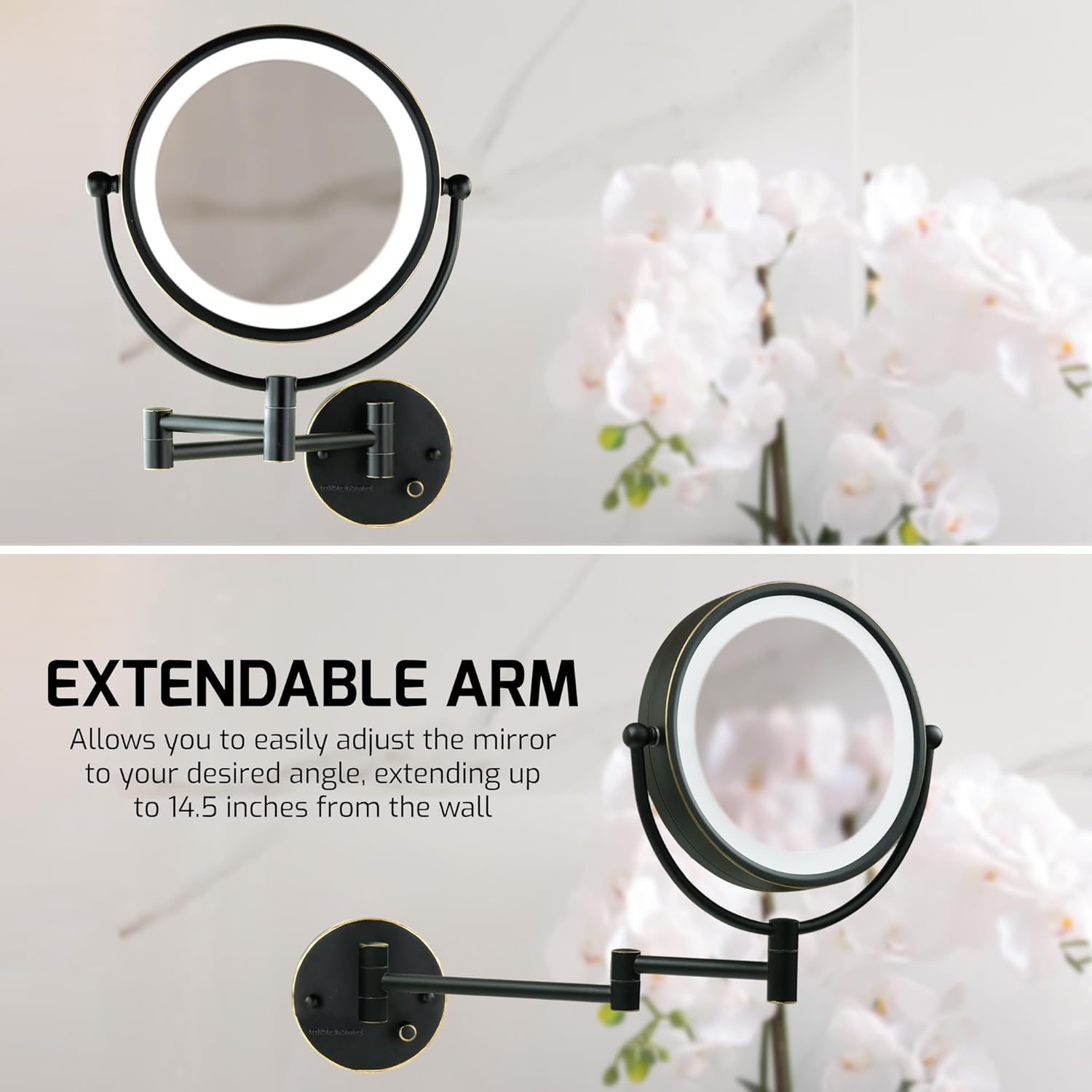 OVENTE 9 Inch Lighted Wall Mount Makeup Mirror