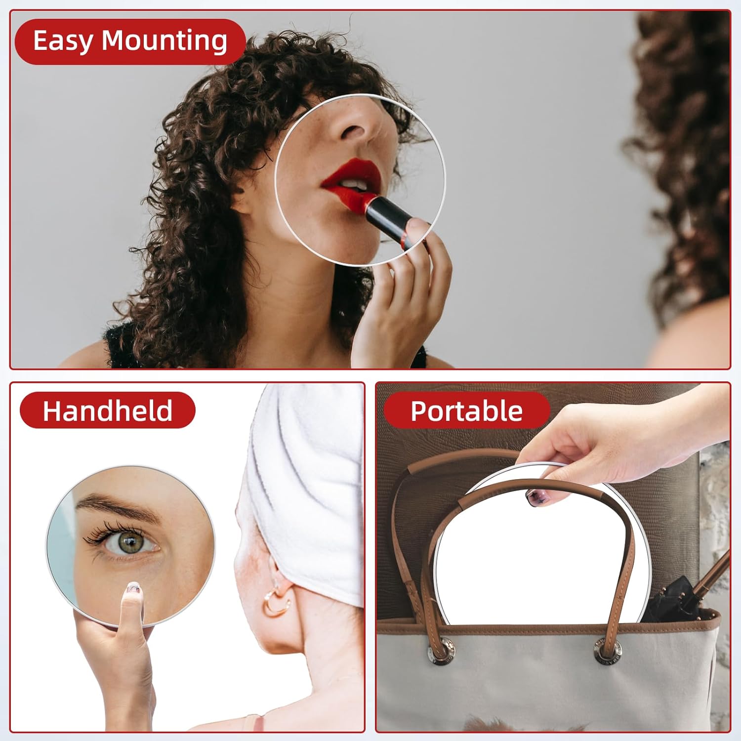 5X Makeup Magnifying Mirror 6inch Compact Travel Mirror with Suction Cups