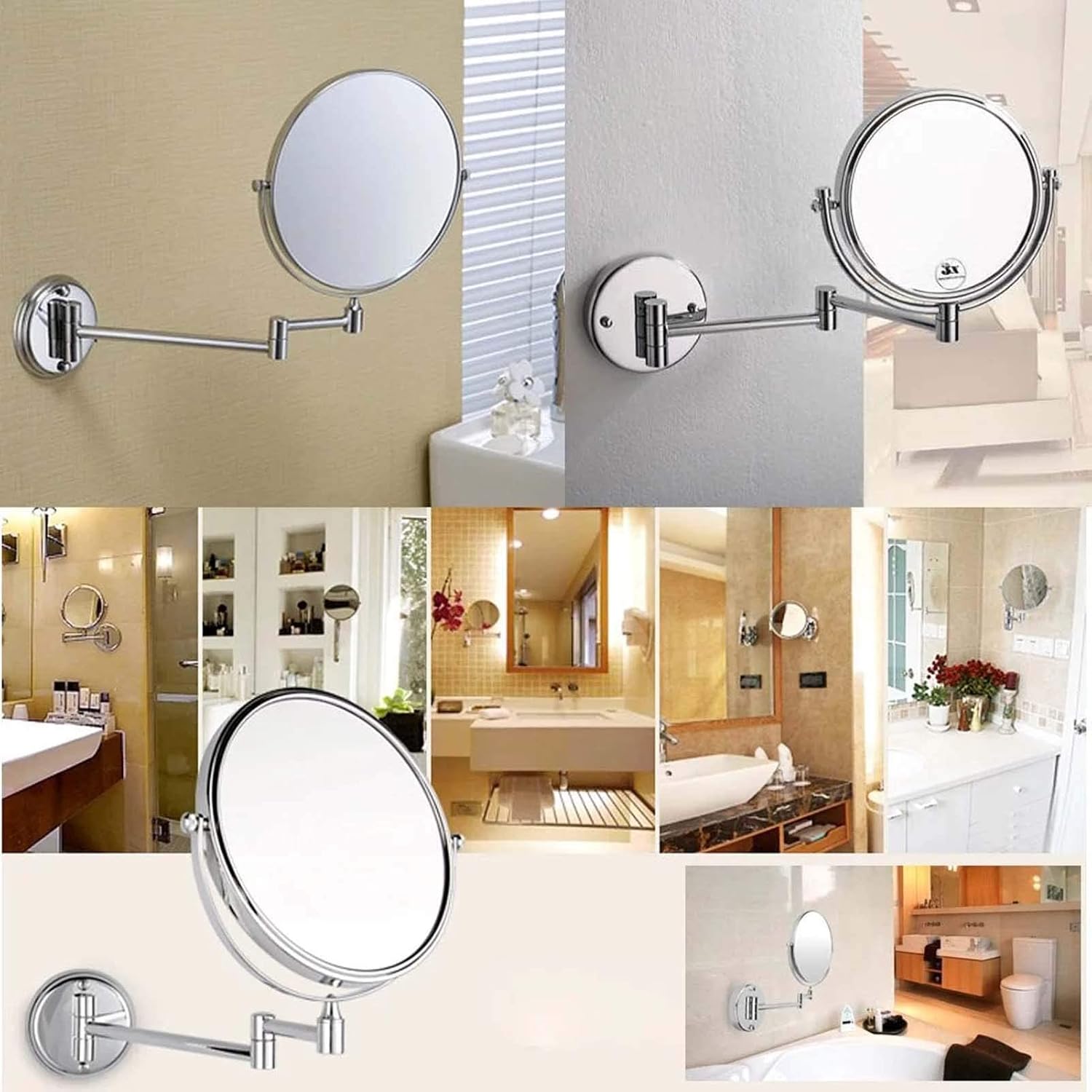 8 Inch Wall Mounted Mirror With Swivel Extendable Arm