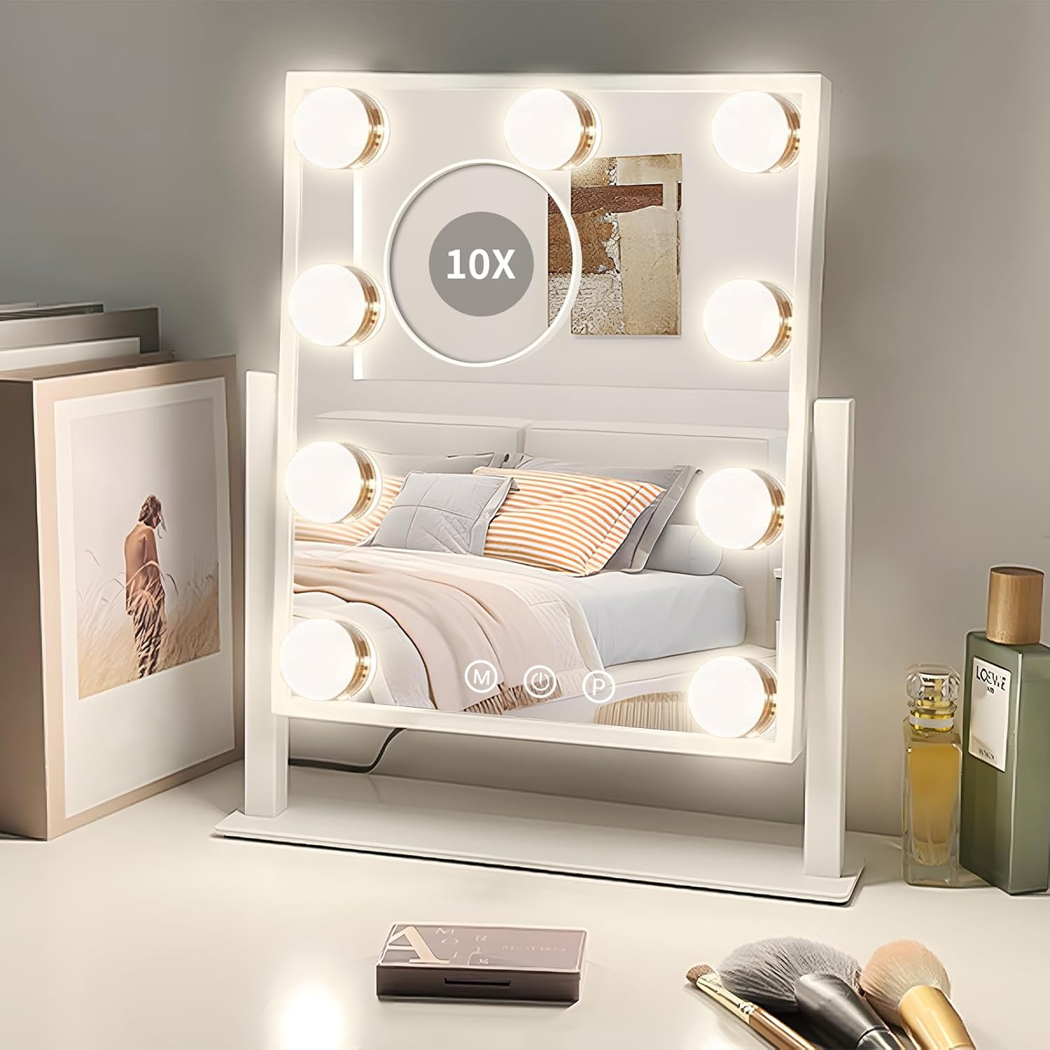 9-Bulb Makeup Mirror with Touch Control