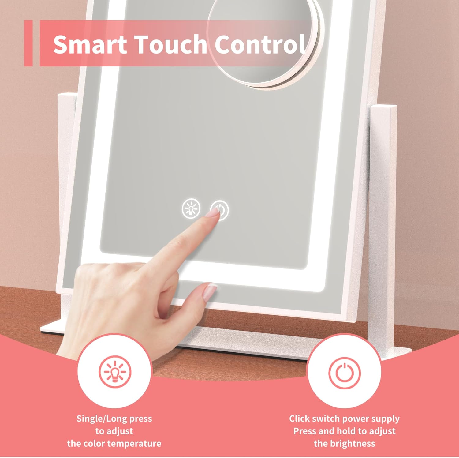 Makeup Mirror with Lights 360 Rotation 5 Magnification Vanity Mirror