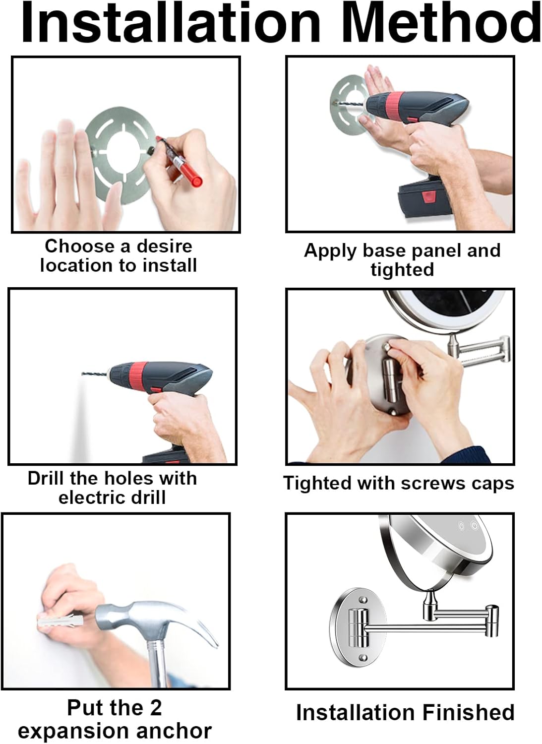 Elegant 8 Double-Sided Rechargeable Makeup Mirror