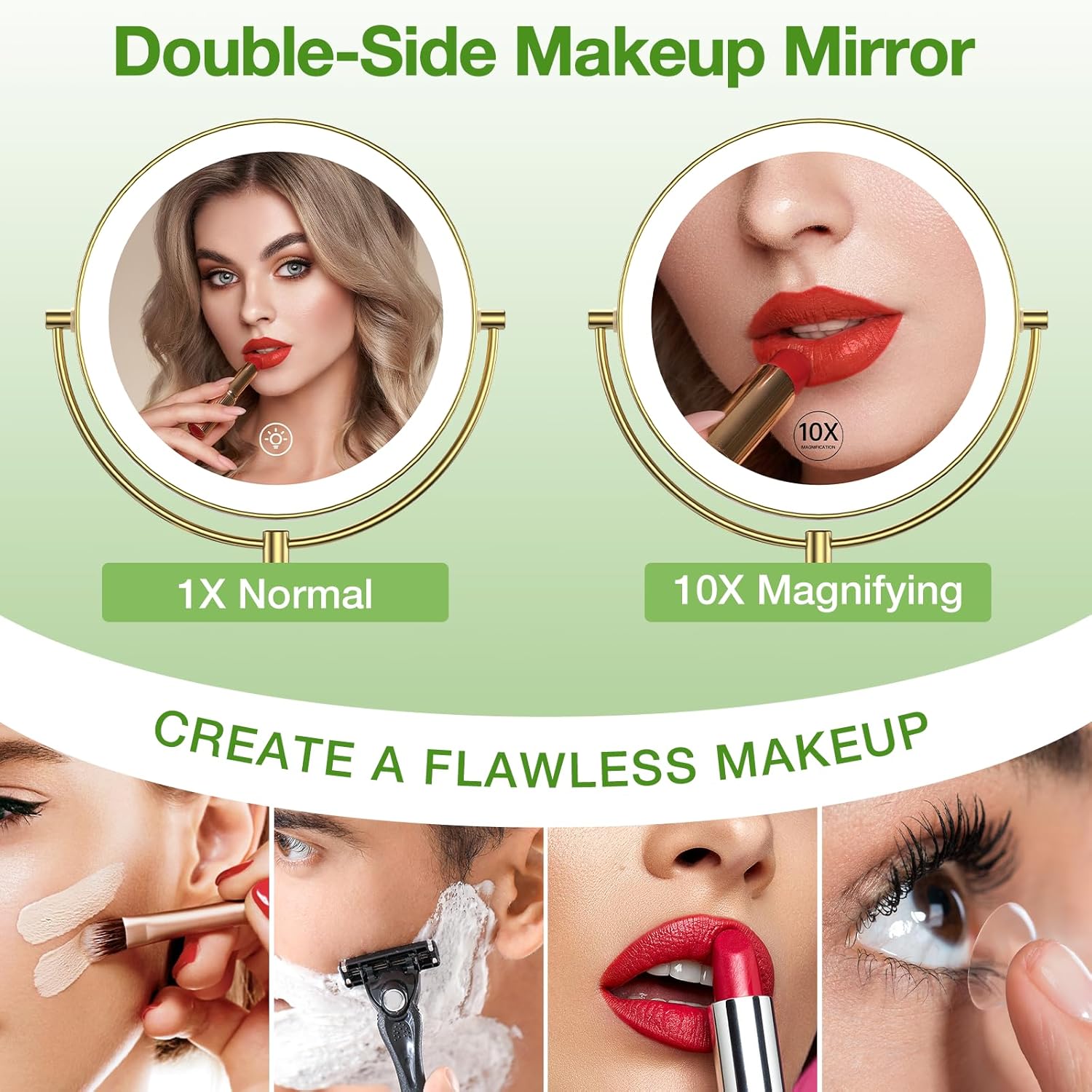 Anfauny 9 Double Sided Lighted Makeup Mirror 10X Magnification Easy to Use