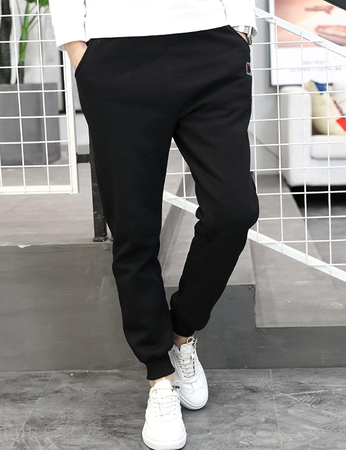 HangNiFang Boys Girls Fleece Lined Winter Jogger Pants