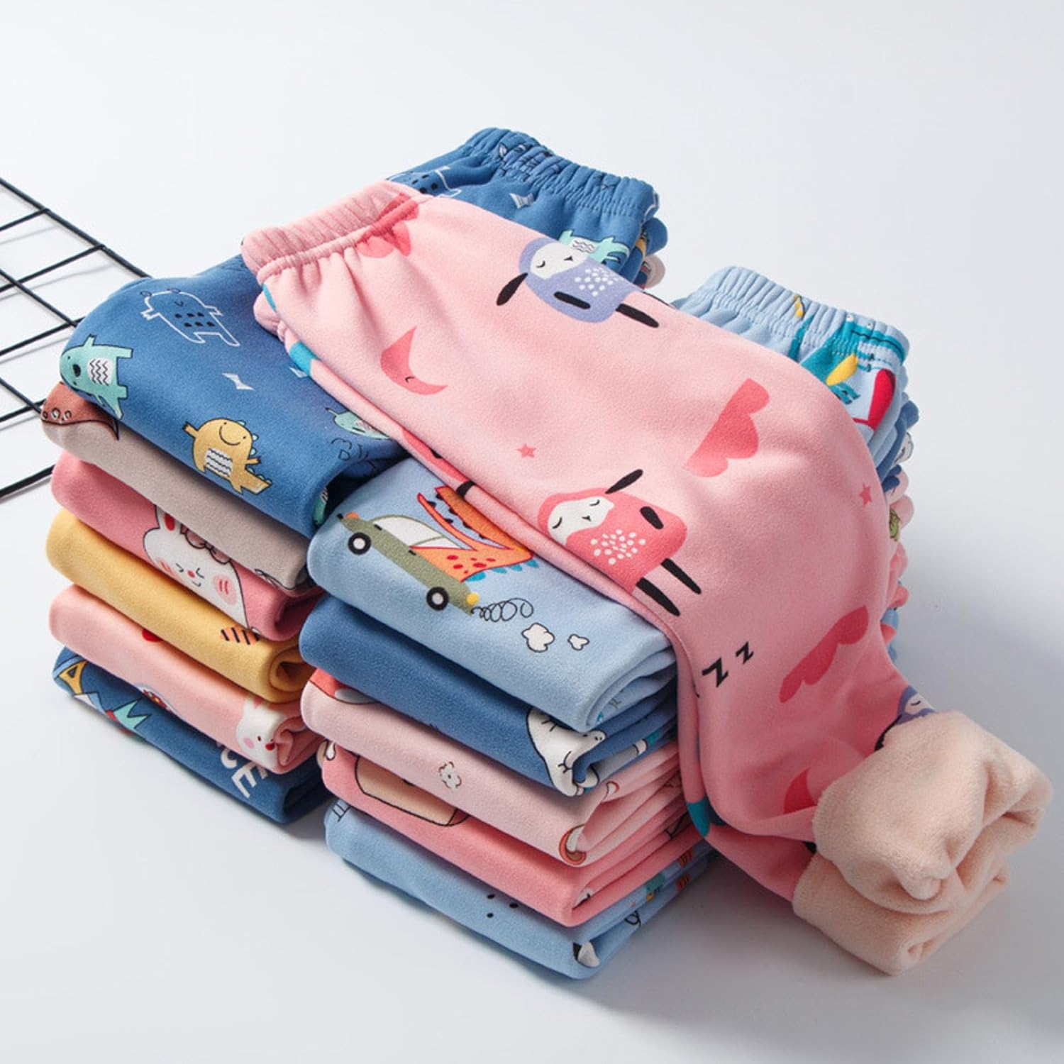 Cute Cartoon Winter Fleece-Lined Toddler Pants