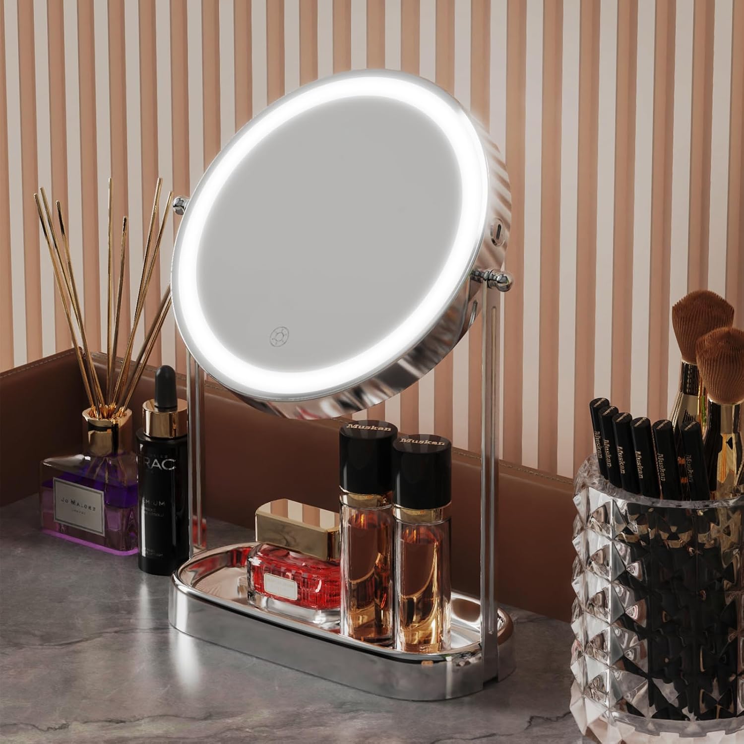 Decovesta Lighted Makeup Mirror with Lights Storage Tray