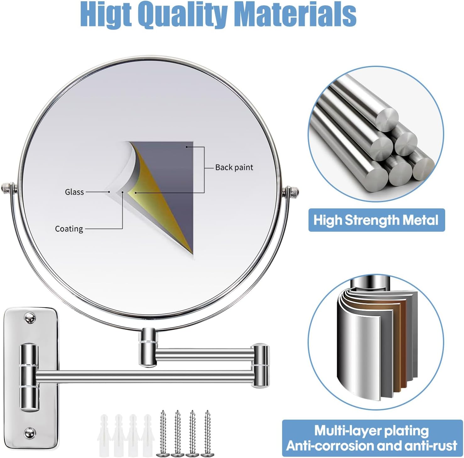 9-inch Wall-Mounted Magnifying Mirror