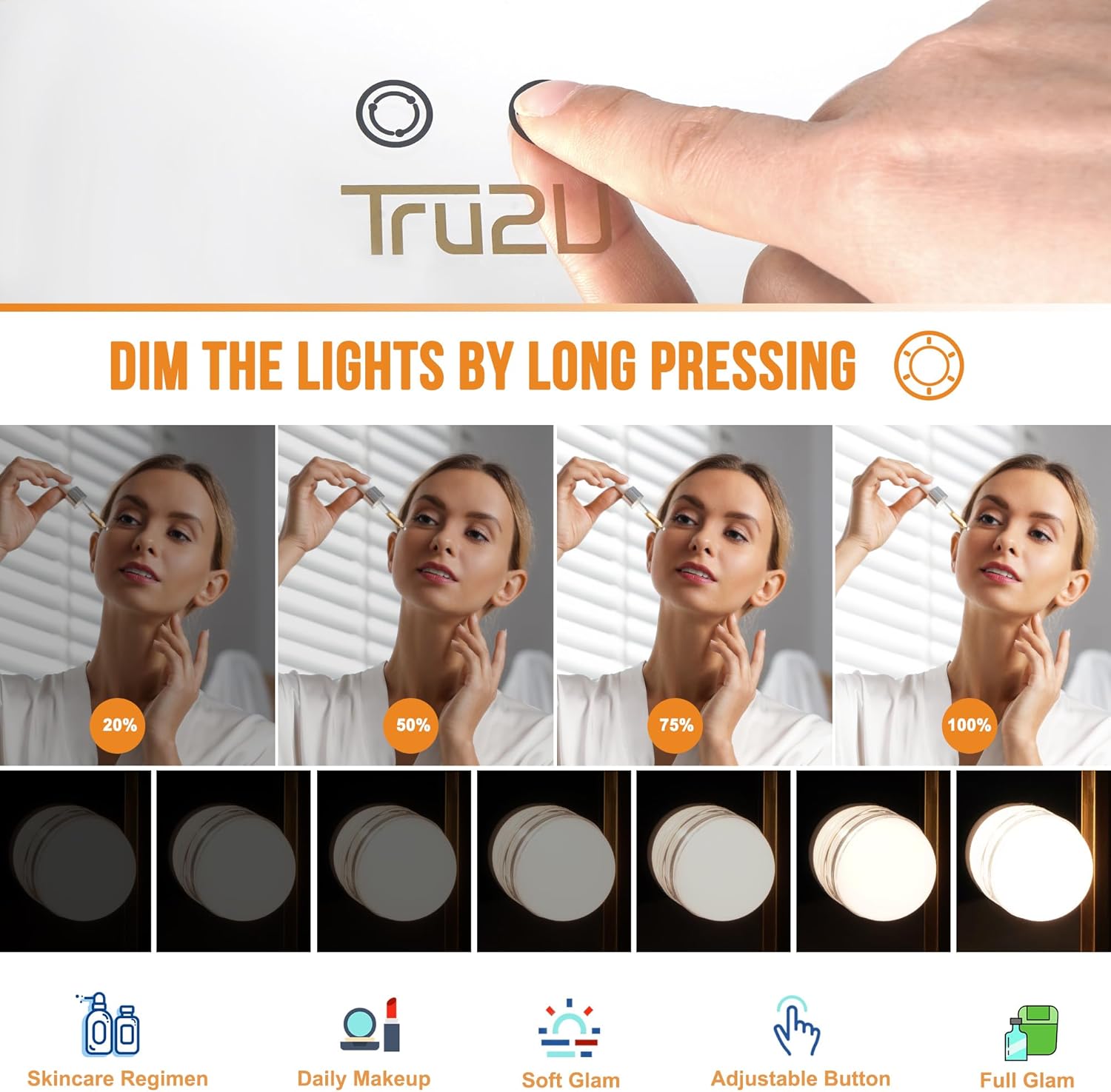 Adjustable - 10X Magnification LED Makeup Mirror with Storage