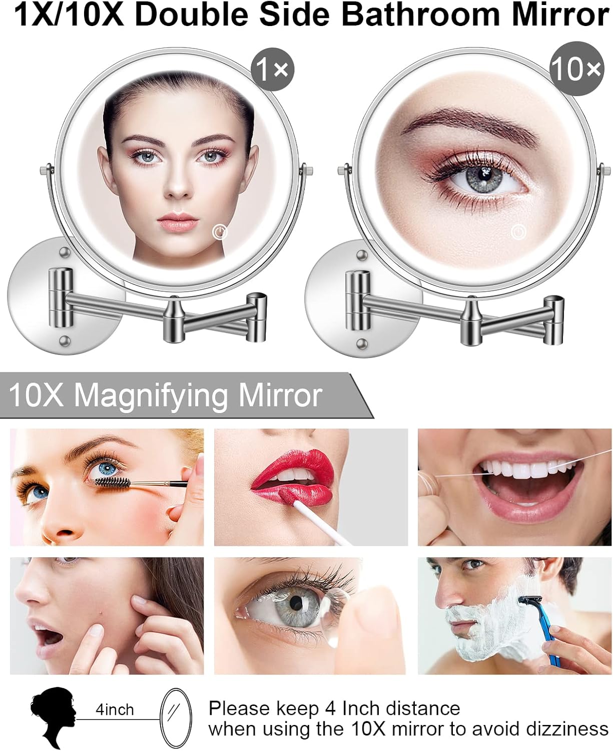 Elegant 8 Double-Sided Rechargeable Makeup Mirror