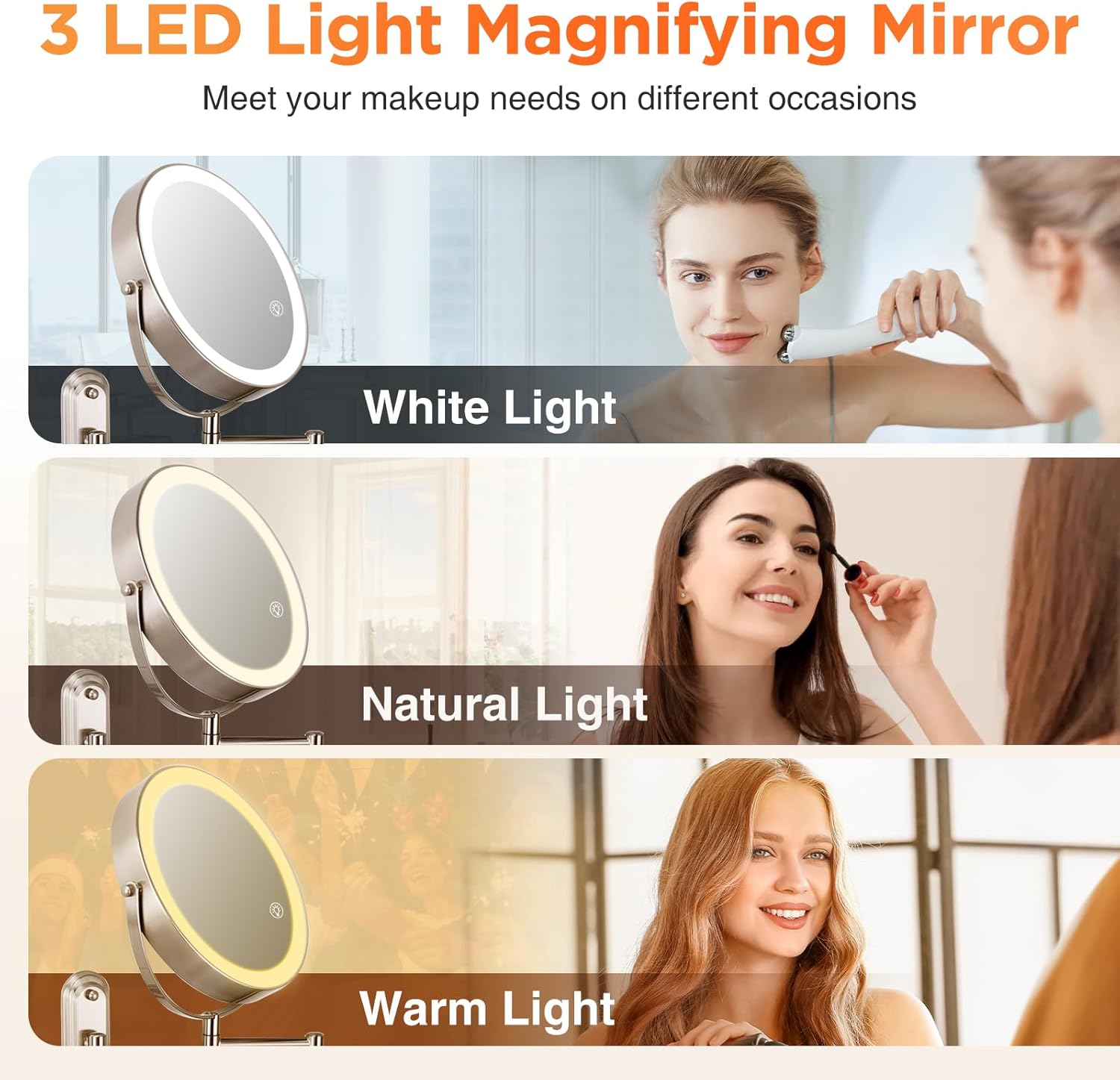 VORREMIRR Wall-Mounted Makeup Mirror with 360 Swivel 15X Magnification