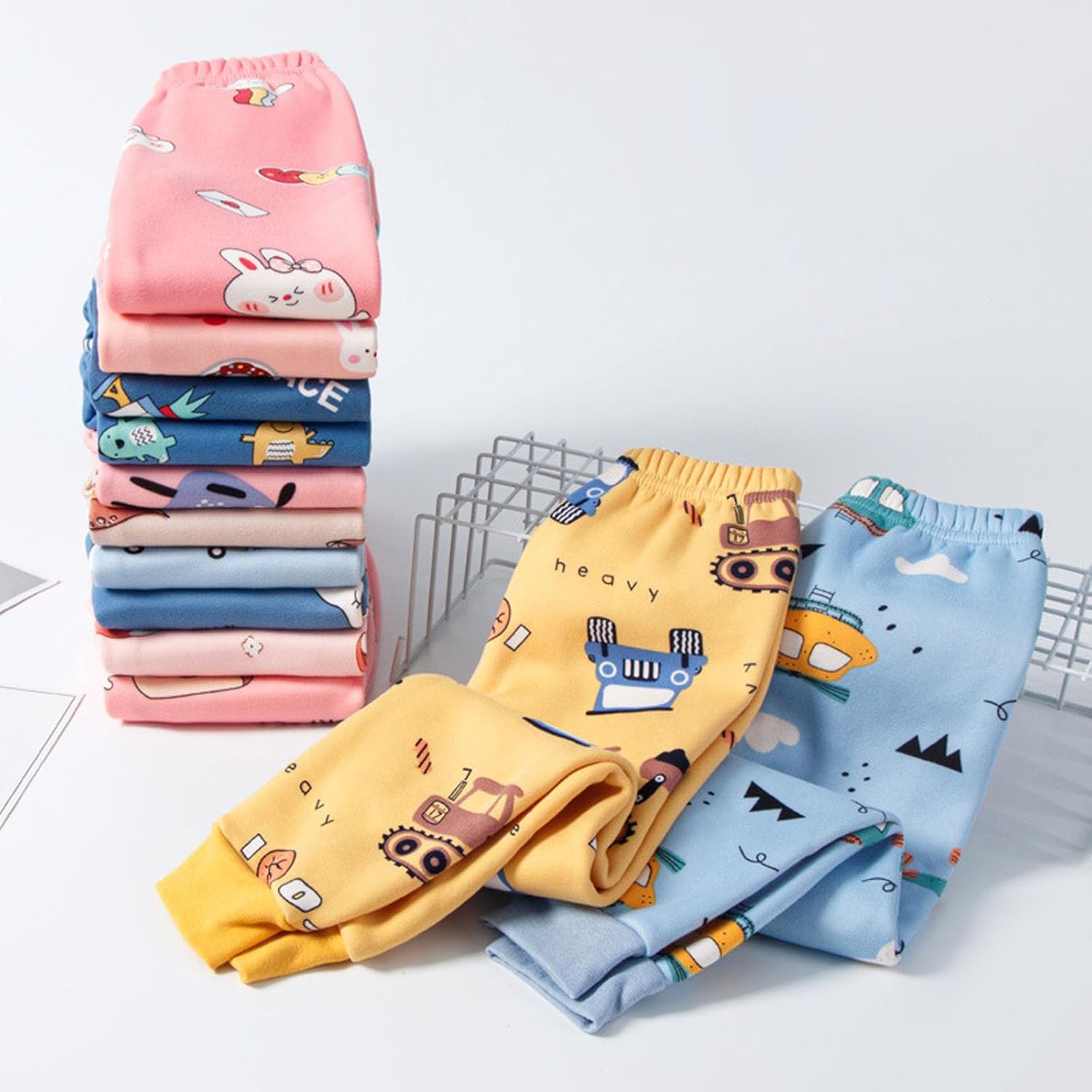 Cute Cartoon Winter Fleece-Lined Toddler Pants