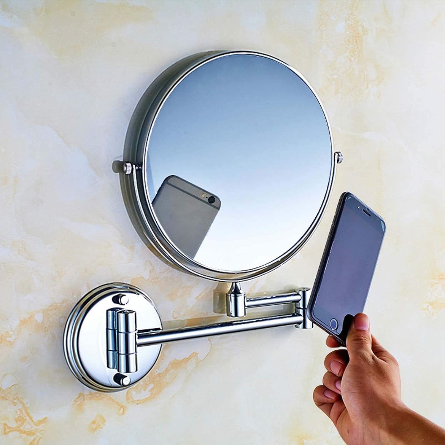 8 Inch Wall Mounted Mirror With Swivel Extendable Arm