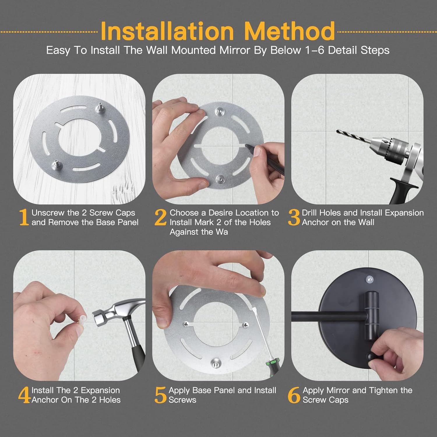 Wall-Mounted Dual-Sided 8 Makeup Mirror with LED Lights